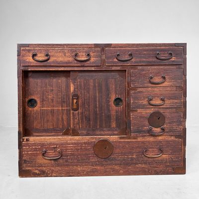 Small Japanese Tansu Chest, Storage Cabinet, c.1900