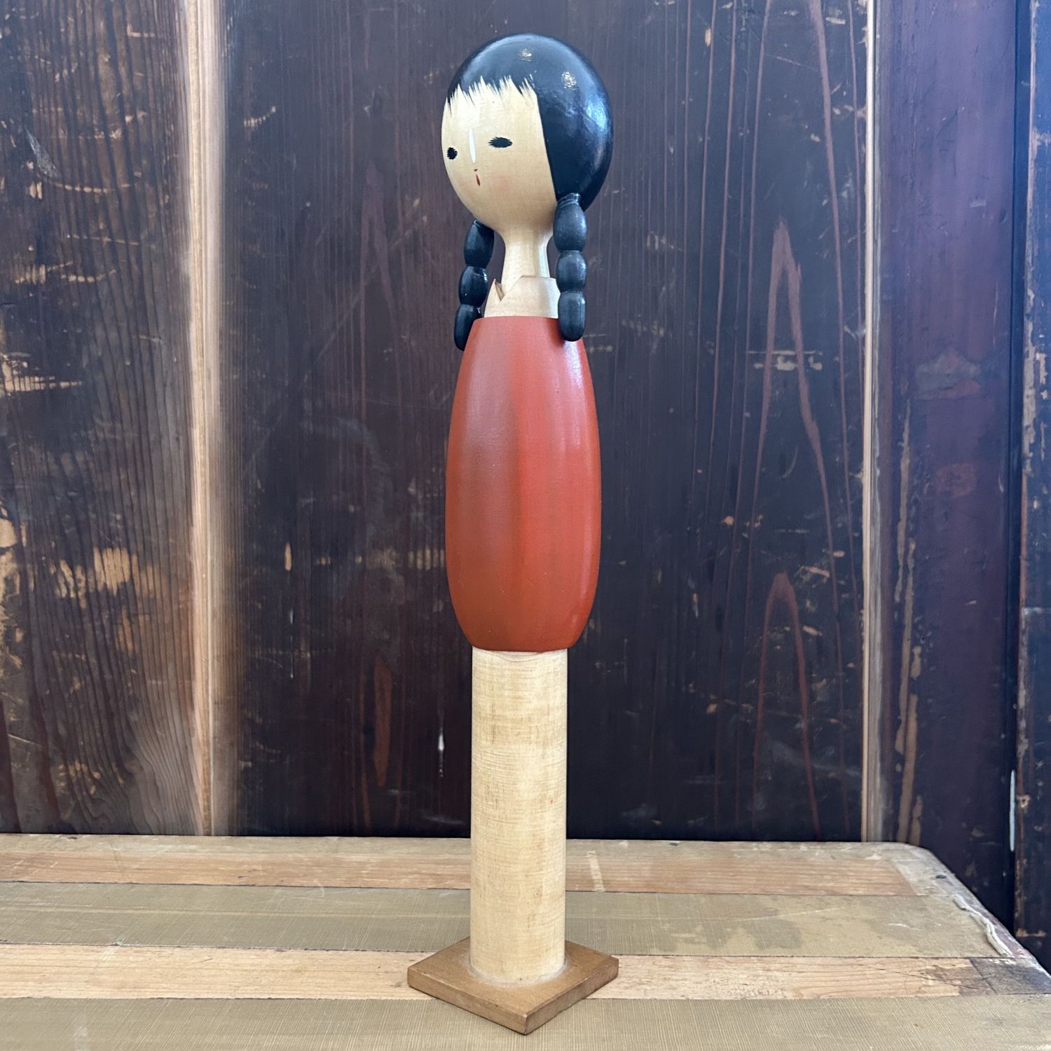 Vintage Kokeshi with Braids by Shige, 1970s