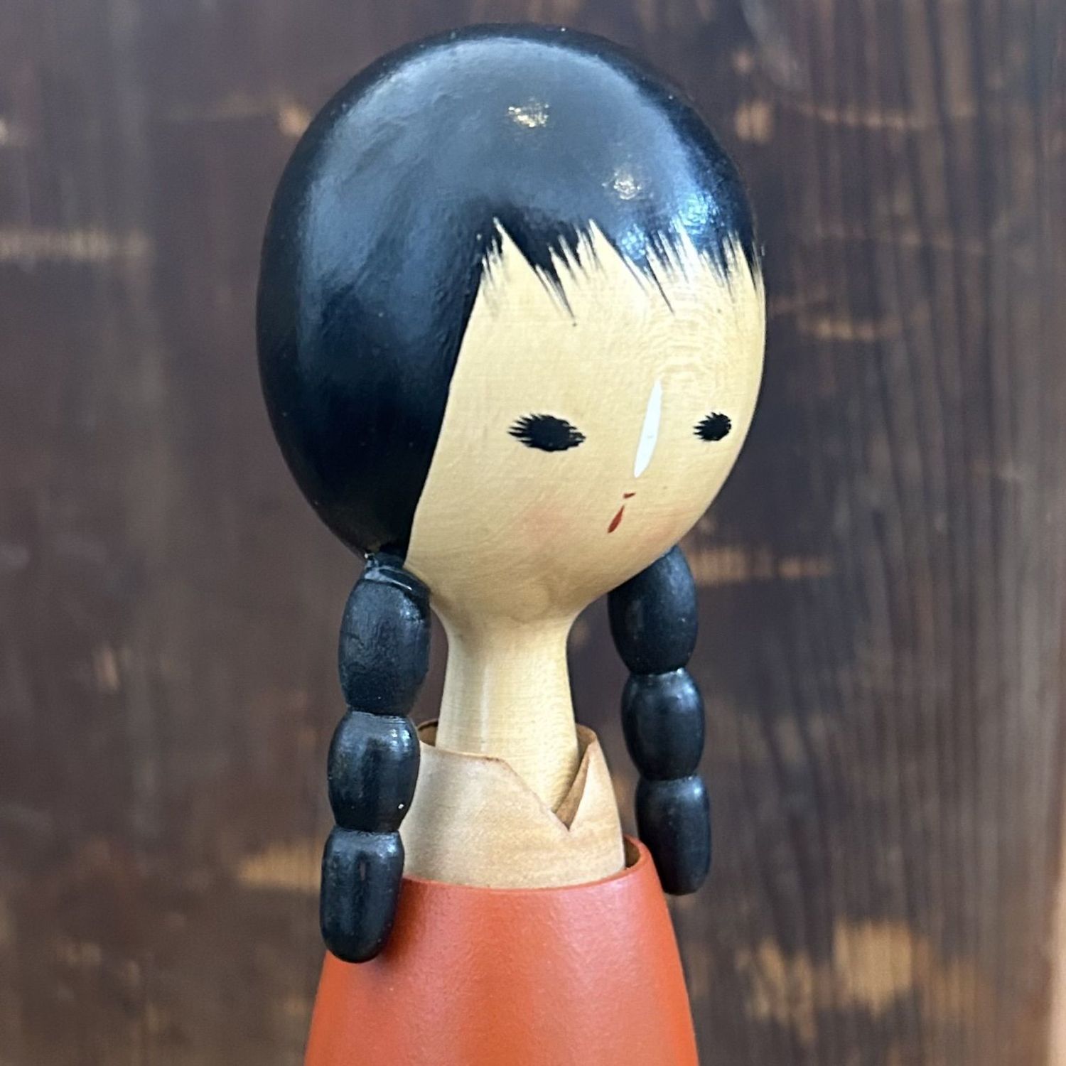 Vintage Kokeshi with Braids by Shige, 1970s