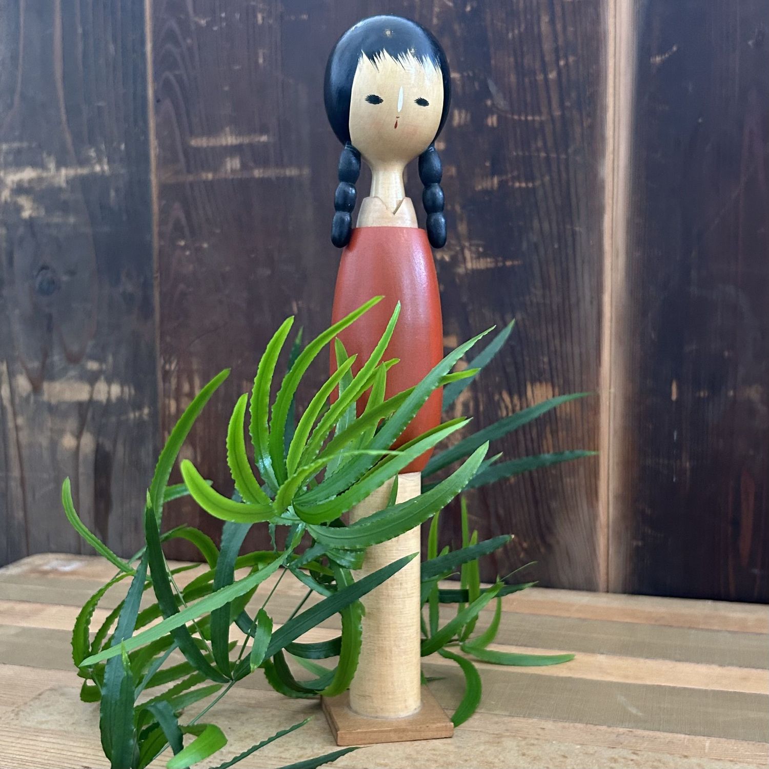 Vintage Kokeshi with Braids by Shige, 1970s
