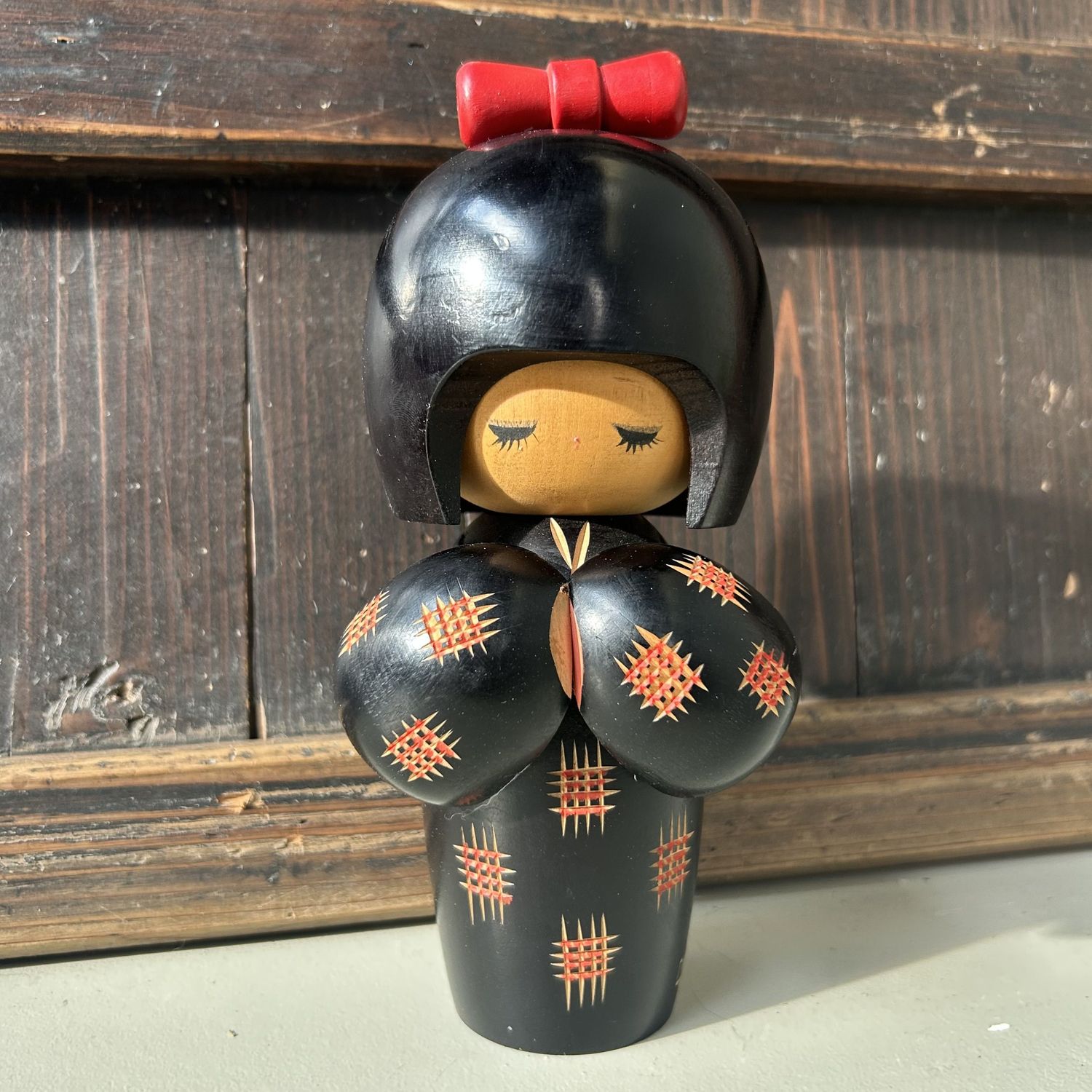 Schattige Vintage Sōsaku Kokeshi, jaren 70