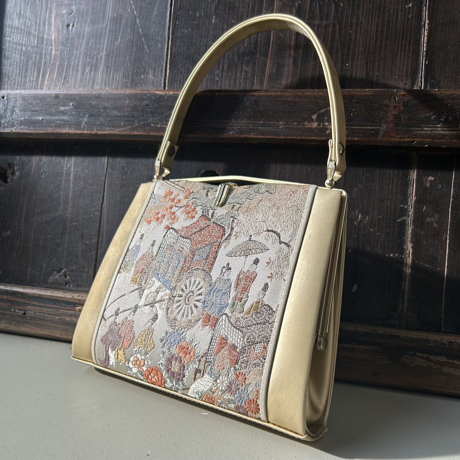 Vintage Japanese Zōri-Bukuro Set – Nishijin-Style Brocade, 1980s