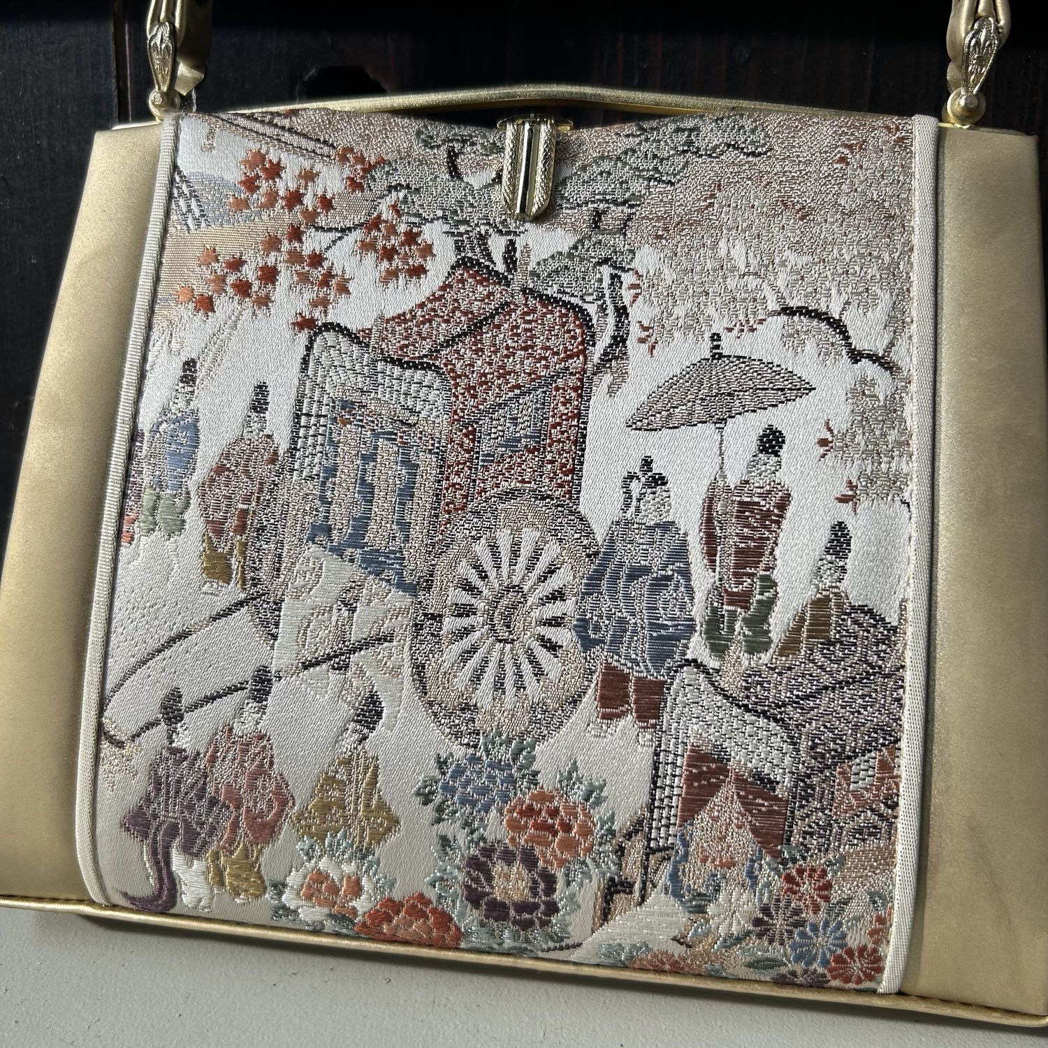 Vintage Japanese Zōri-Bukuro Set – Nishijin-Style Brocade, 1980s