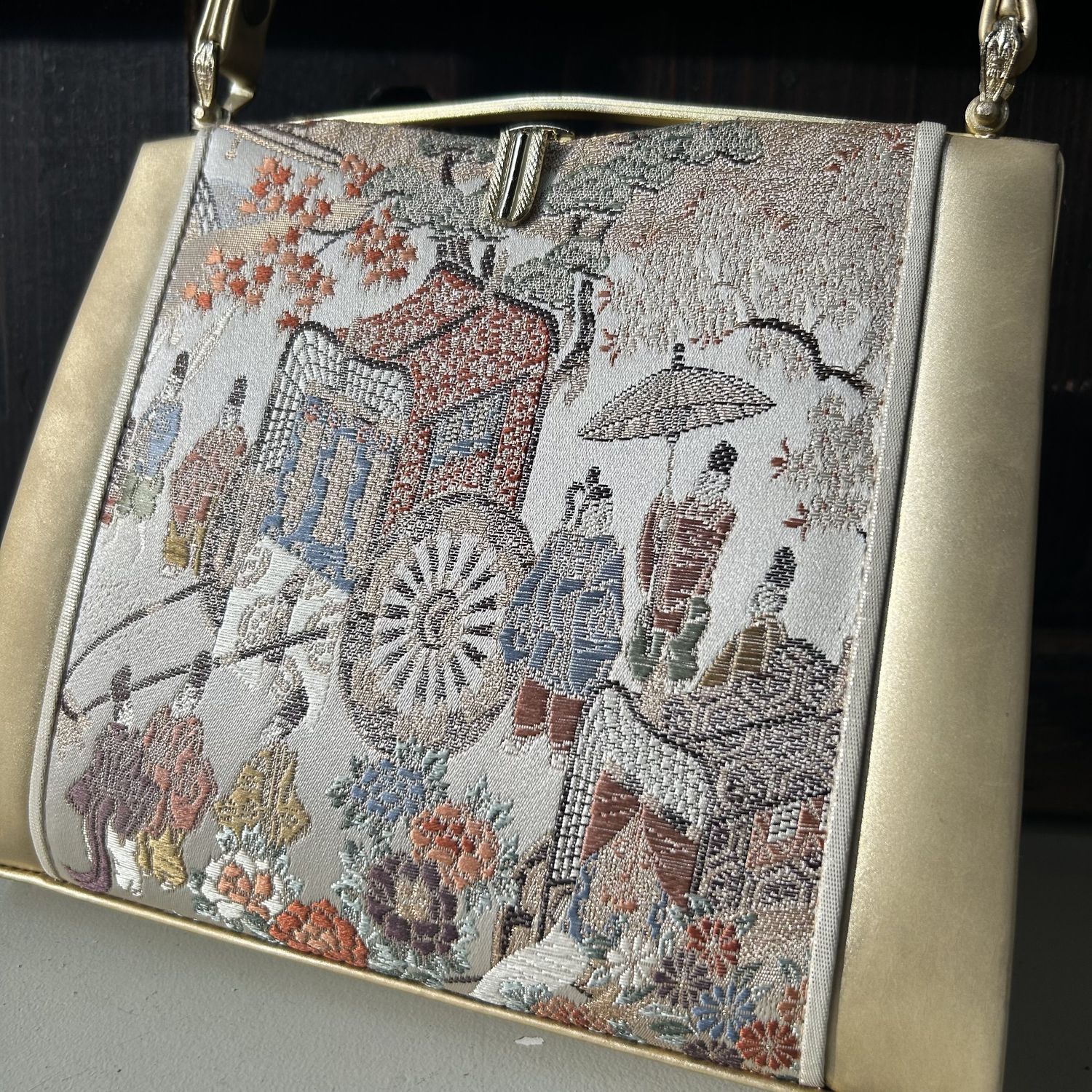 Vintage Japanese Zōri-Bukuro Set – Nishijin-Style Brocade, 1980s