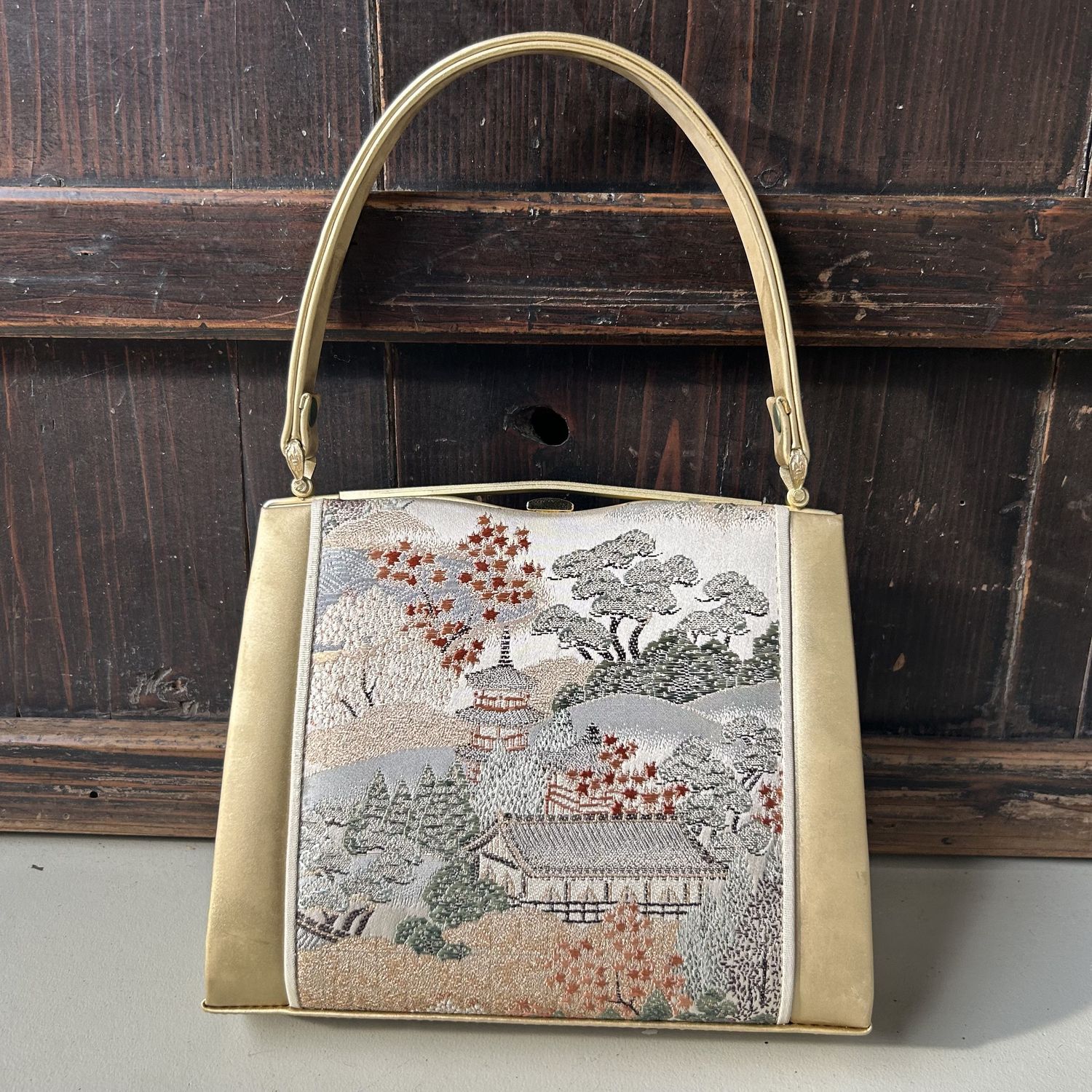 Vintage Japanese Zōri-Bukuro Set – Nishijin-Style Brocade, 1980s