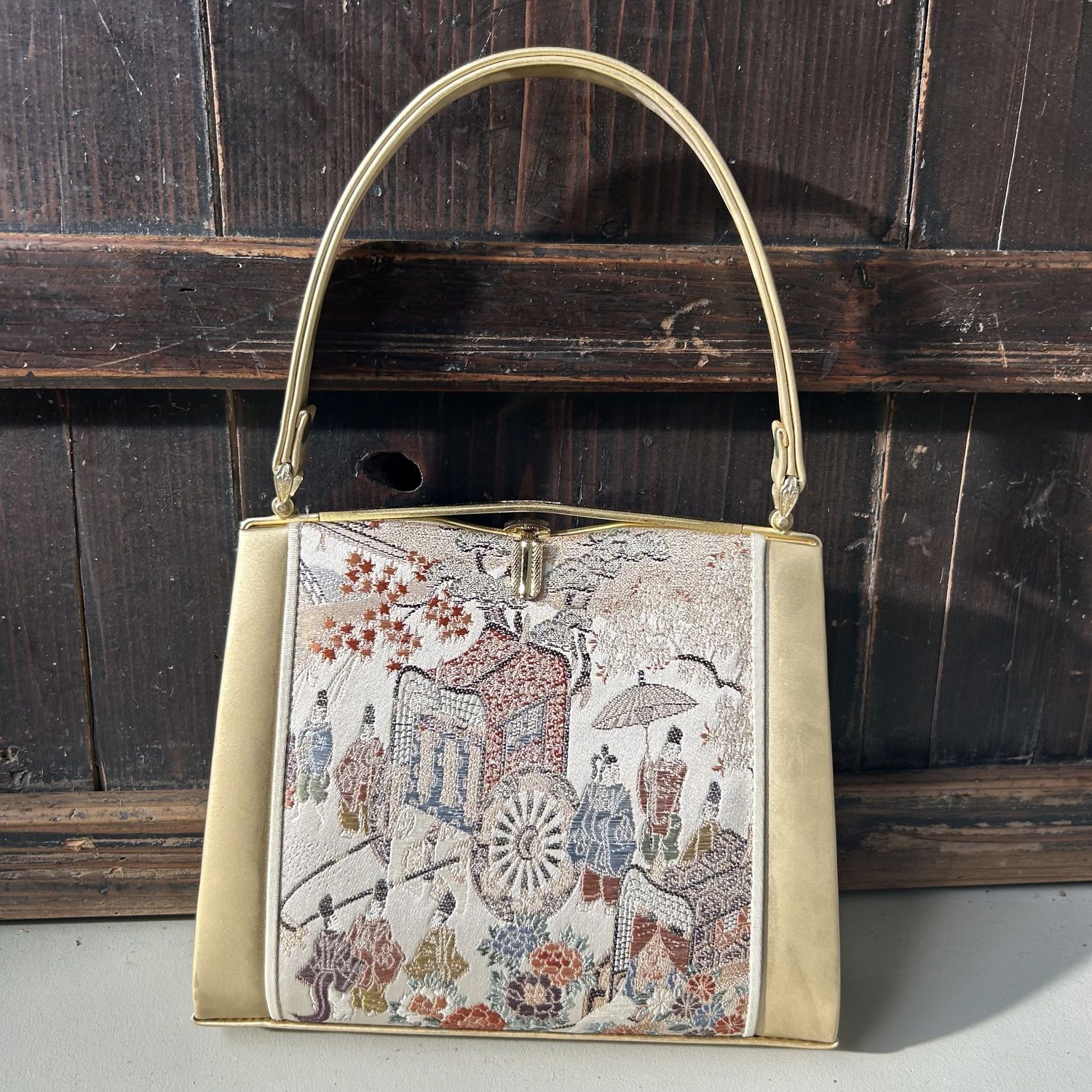 Vintage Japanese Zōri-Bukuro Set – Nishijin-Style Brocade, 1980s