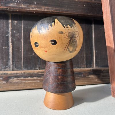 Vintage Kokeshi Doll ‘Chamekko’ by Masao Watanabe – Japan, 1950s