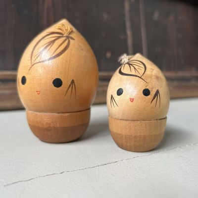 Set of Cute 'Acorn' Kokeshi, Japan, 1970s