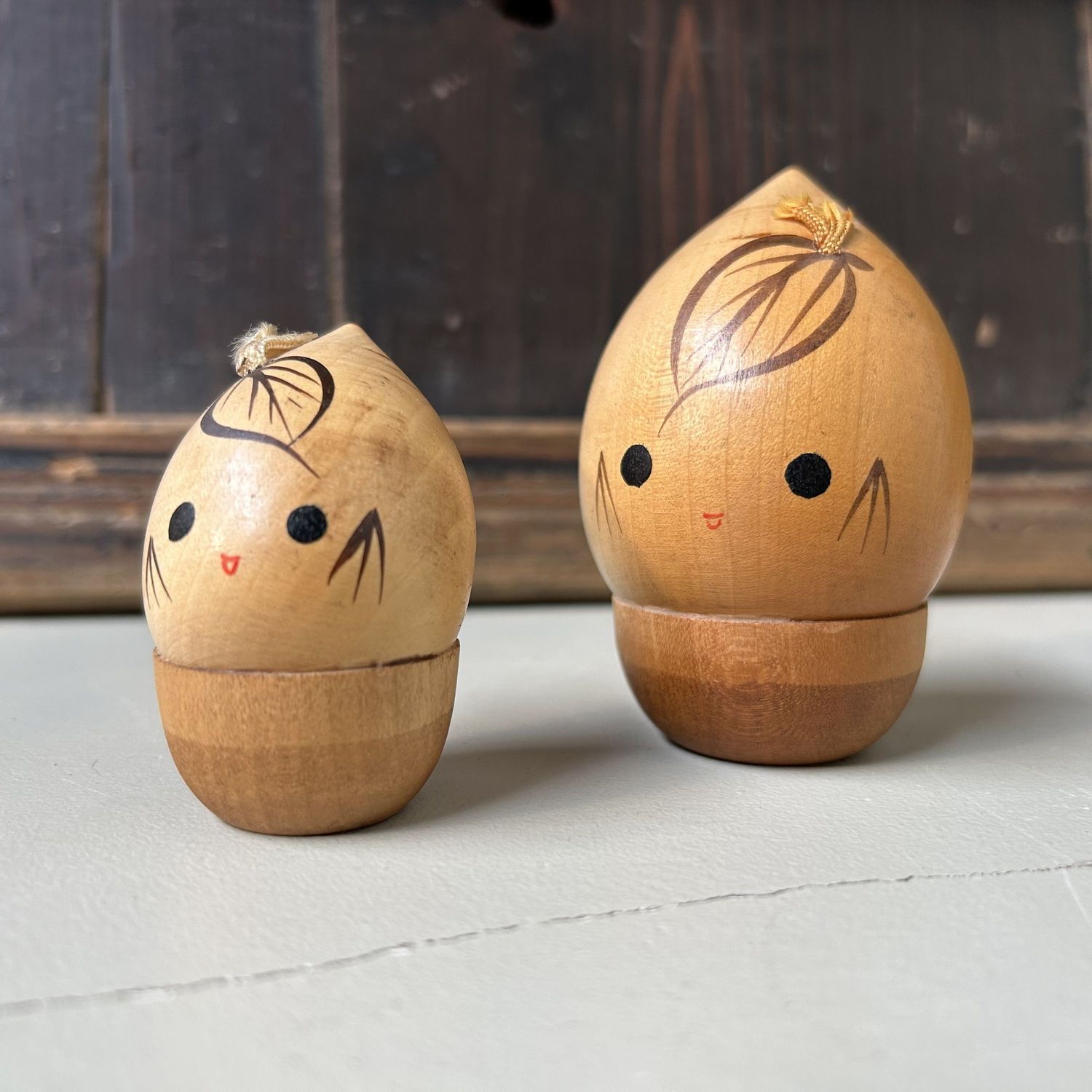 Set of Cute 'Acorn' Kokeshi, Japan, 1970s