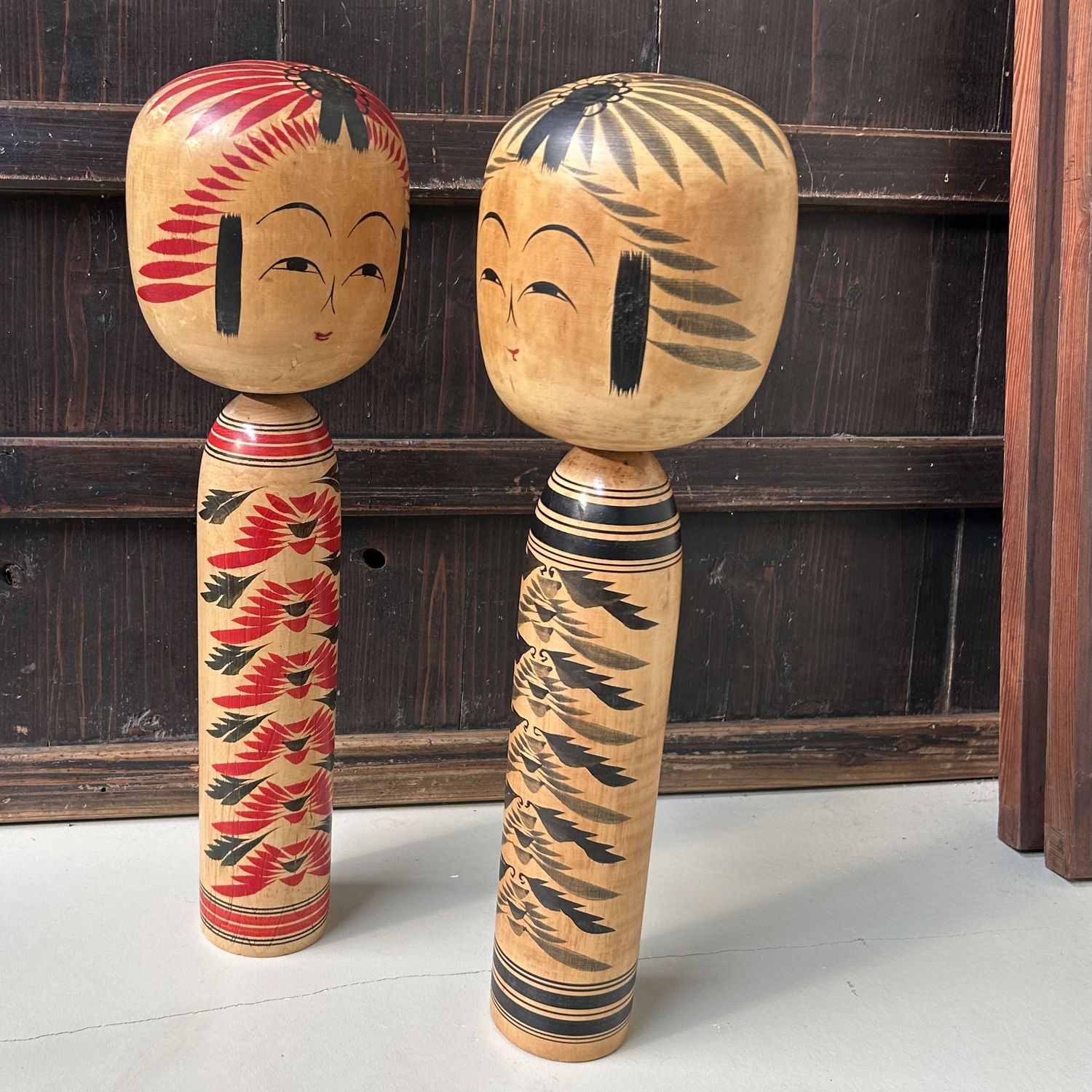Rare Set of Large Dentō Kokeshi, Tōgatta-kei, Japan Rare Set of Large Dentō Kokeshi, Tōgatta-kei, Japan