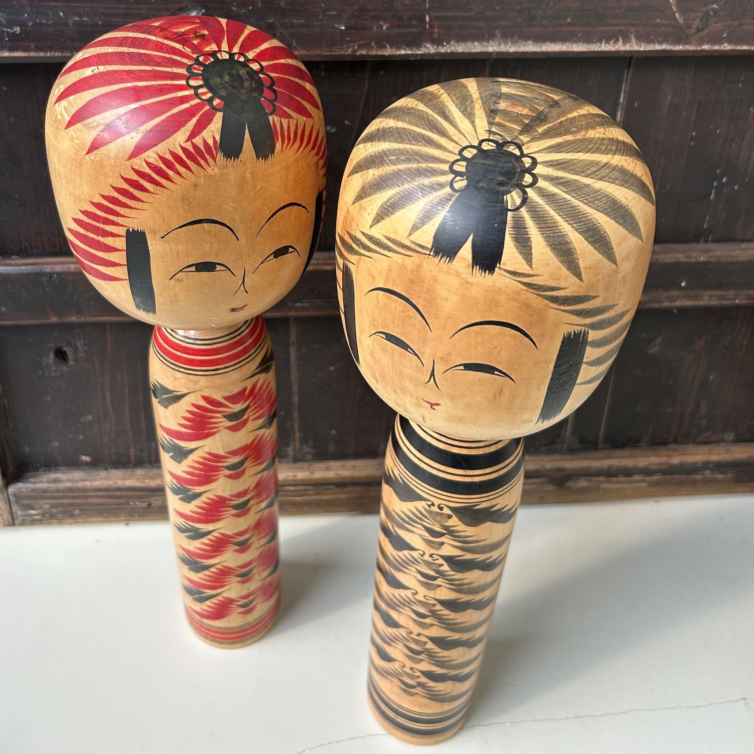 Rare Set of Large Dentō Kokeshi, Tōgatta-kei, Japan Rare Set of Large Dentō Kokeshi, Tōgatta-kei, Japan