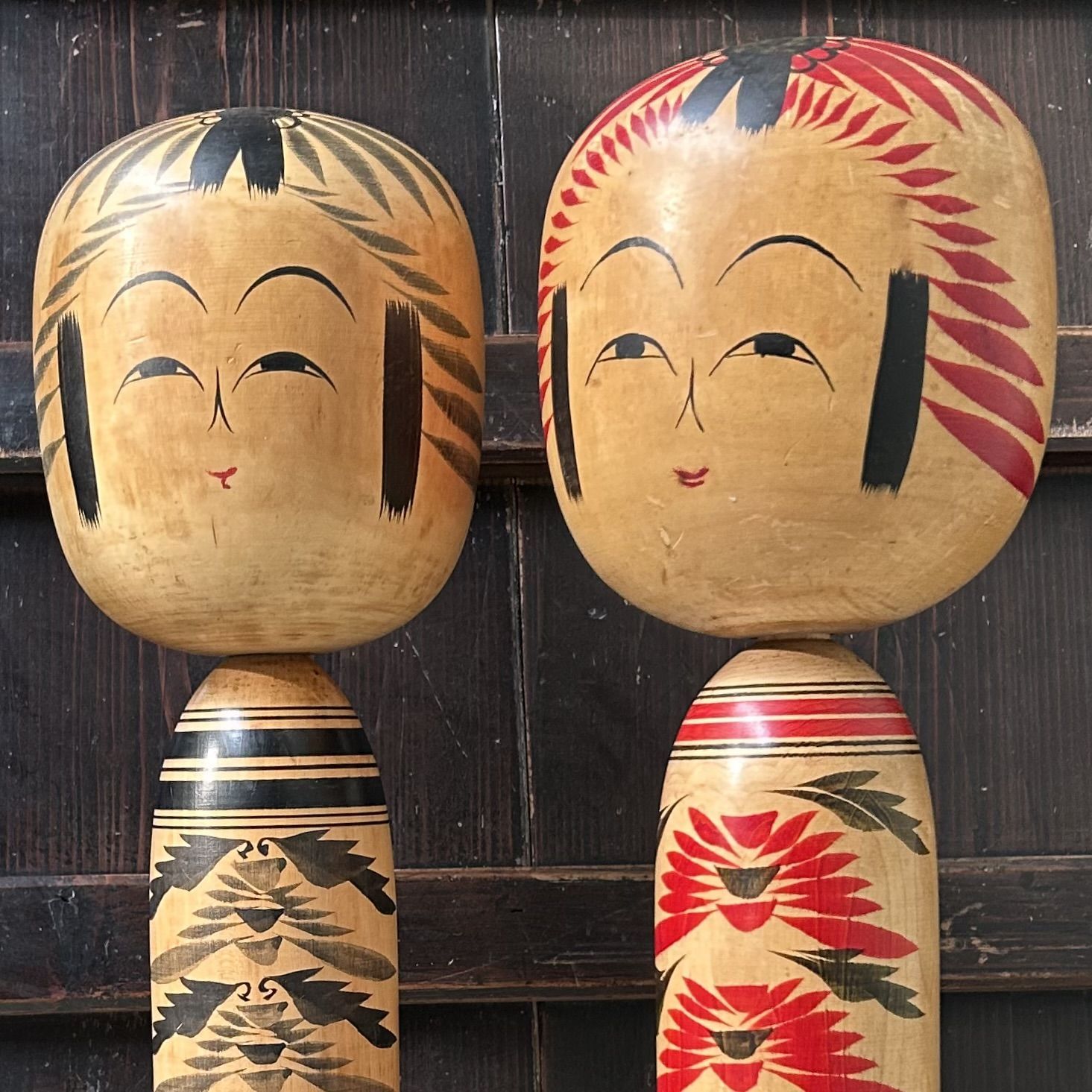 Zeldzame Set Grote Dentō Kokeshi, Tōgatta-kei, Japan.