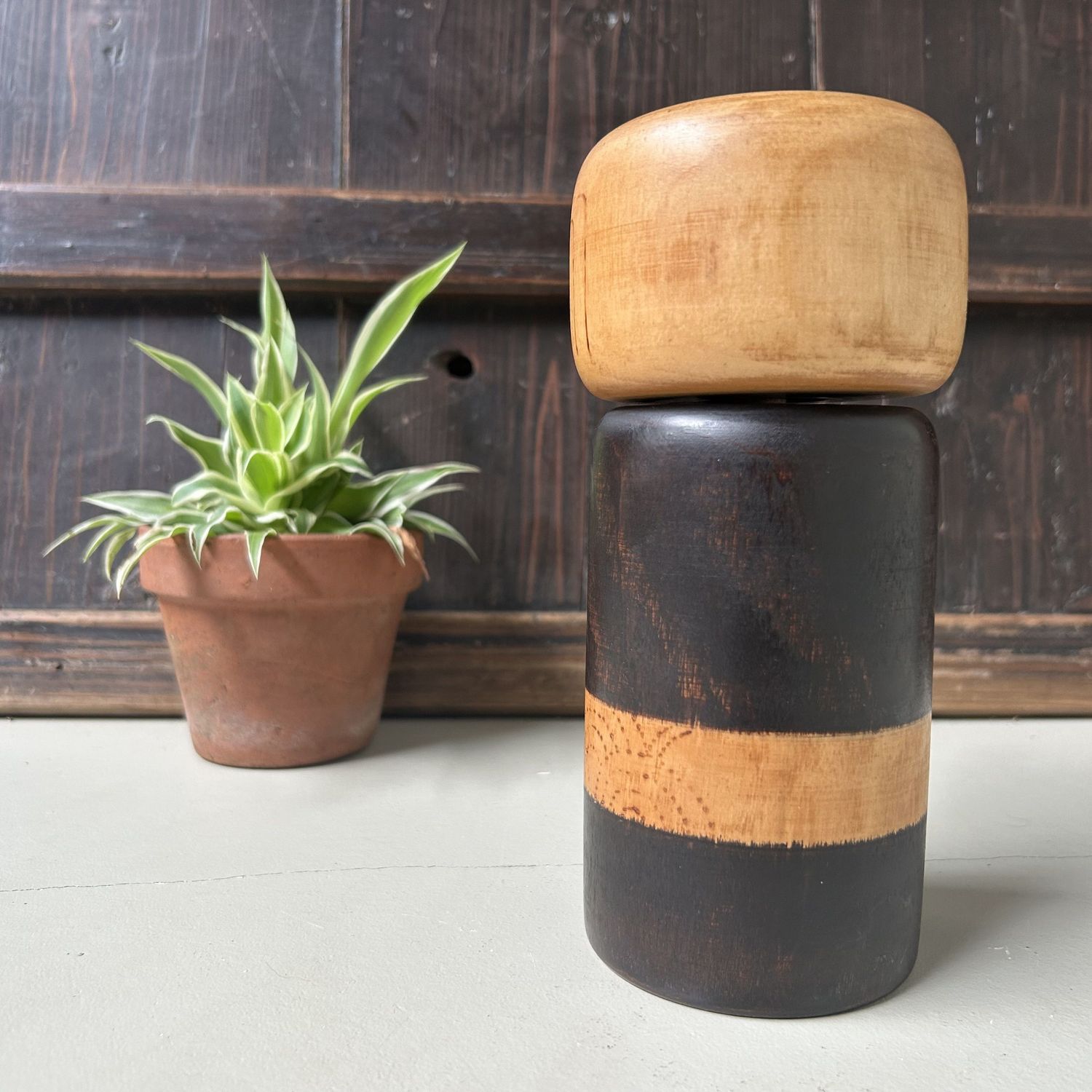 Zeldzame Sōsaku Kokeshi van Yuji Kawase , Japan, 1970s