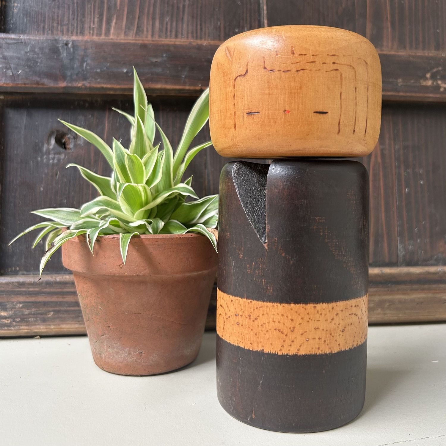 Zeldzame Sōsaku Kokeshi van Yuji Kawase , Japan, 1970s