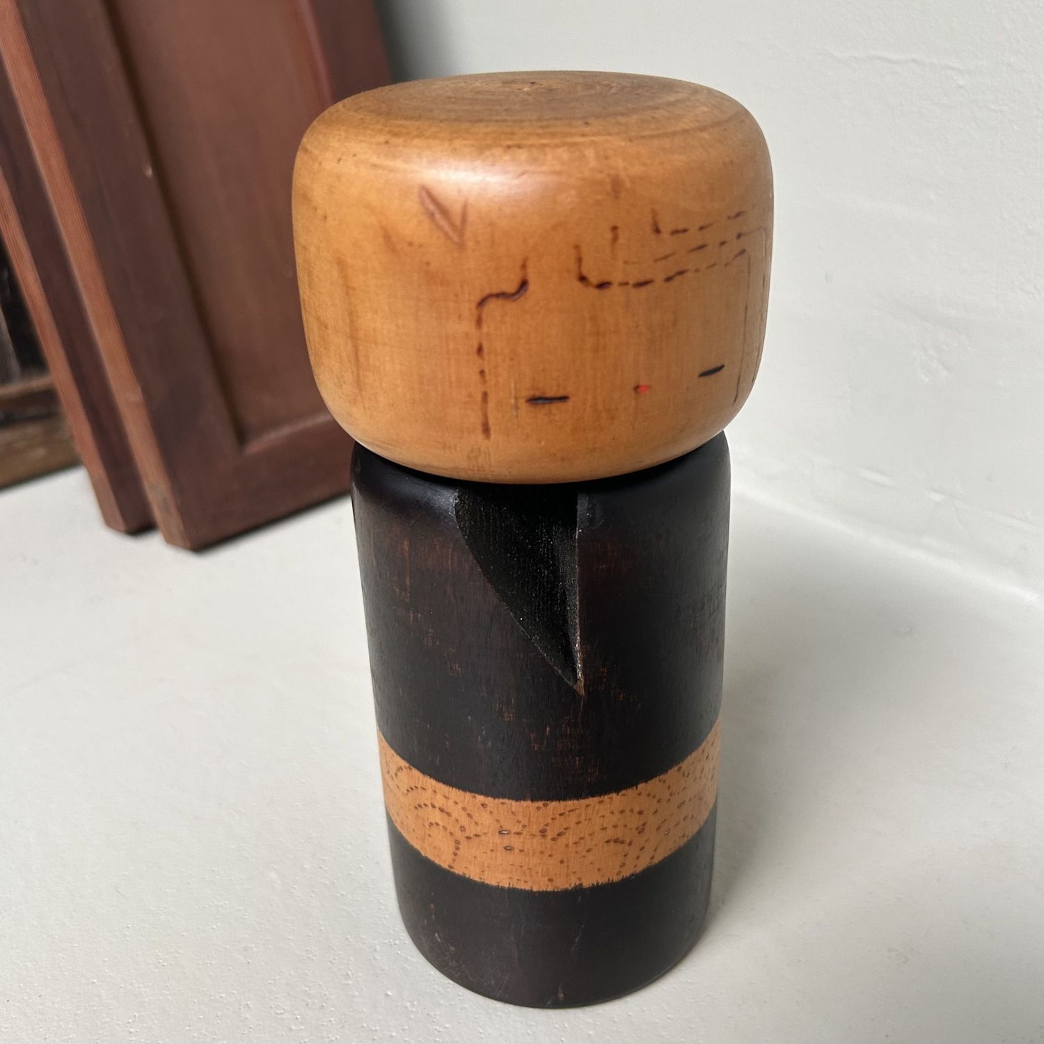 Zeldzame Sōsaku Kokeshi van Yuji Kawase , Japan, 1970s