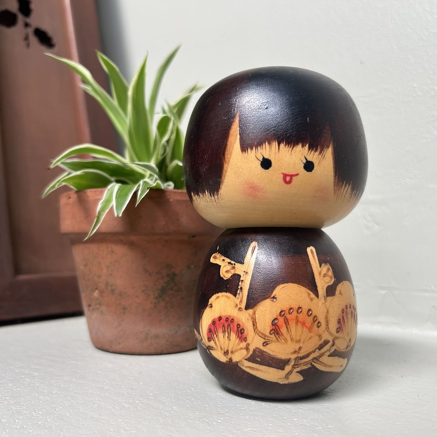 Vintage Kokeshi with Floral Motif – Japan, 1970s | Kawaii Style