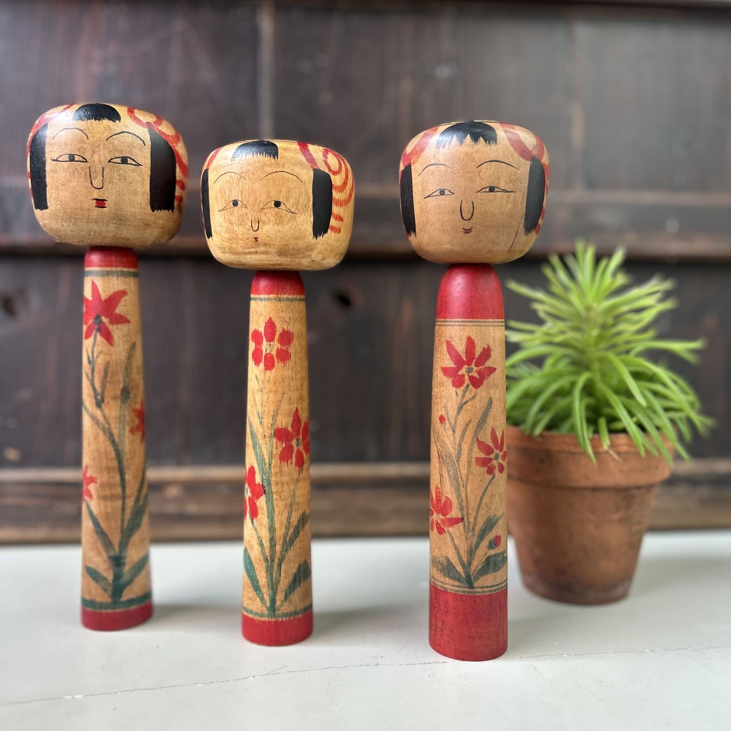 Set Traditionele Japanse, Tsuchiyu Kokeshi, jaren 60