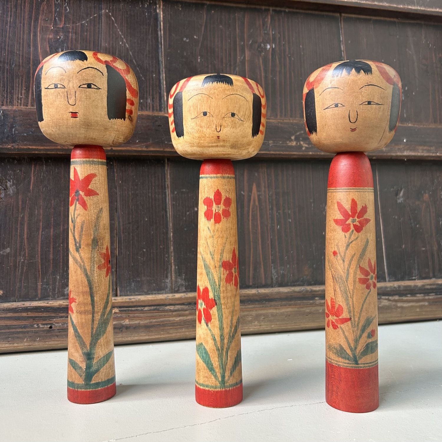 Set Traditionele Japanse, Tsuchiyu Kokeshi, jaren 60