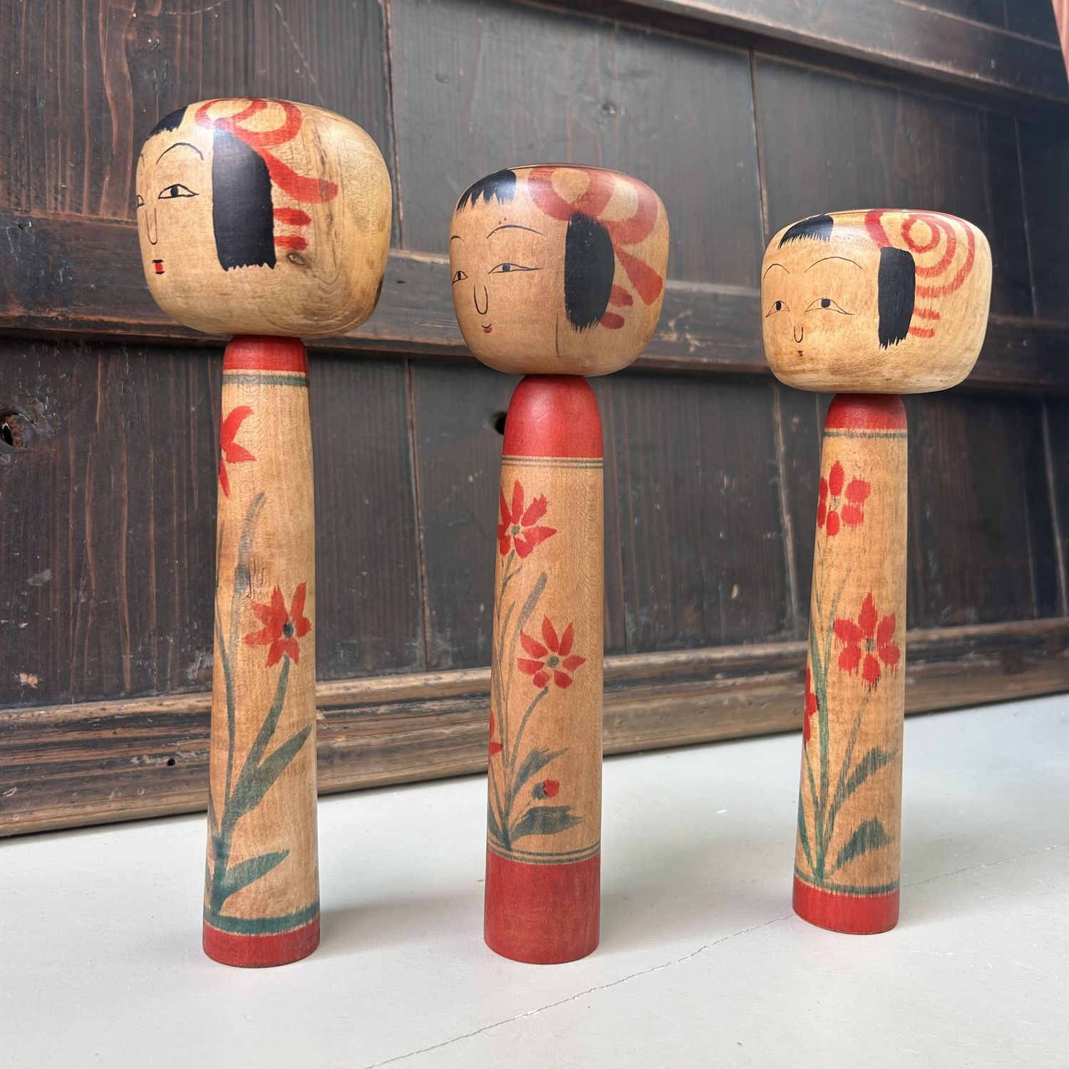 Set Traditionele Japanse, Tsuchiyu Kokeshi, jaren 60