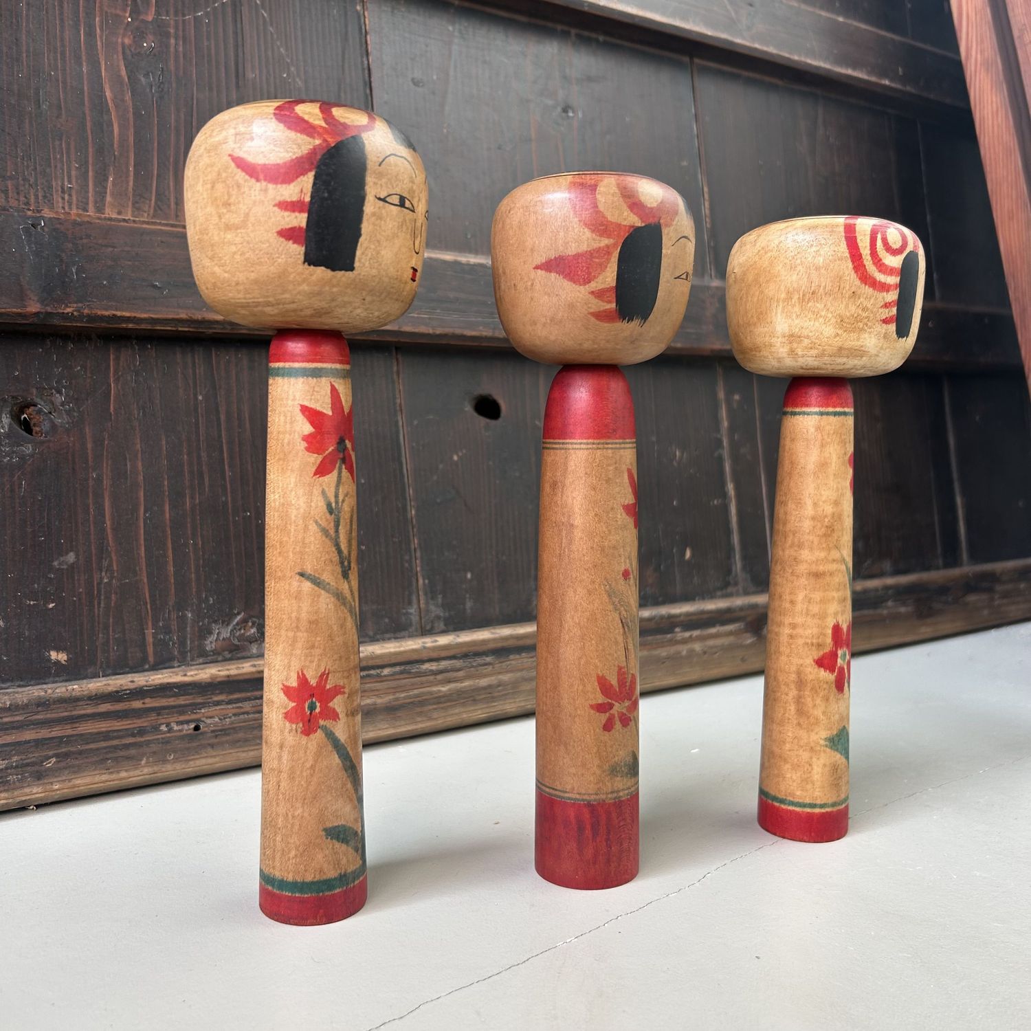 Set Traditionele Japanse, Tsuchiyu Kokeshi, jaren 60