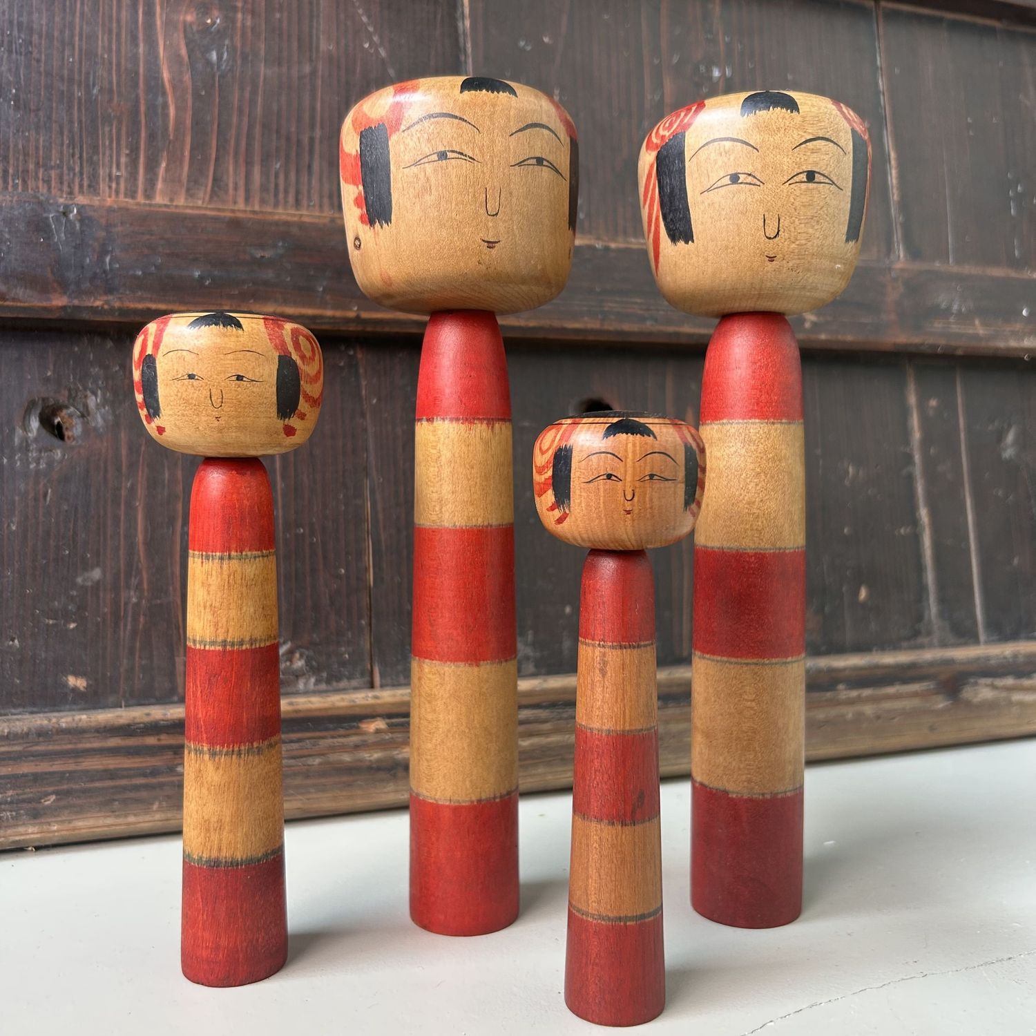 Set of Traditional Japanese Tsuchiyu Kokeshi Dolls – 1960s