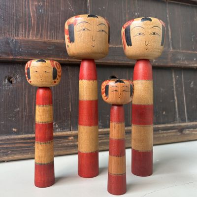 Set of Traditional Japanese Tsuchiyu Kokeshi Dolls – 1960s
