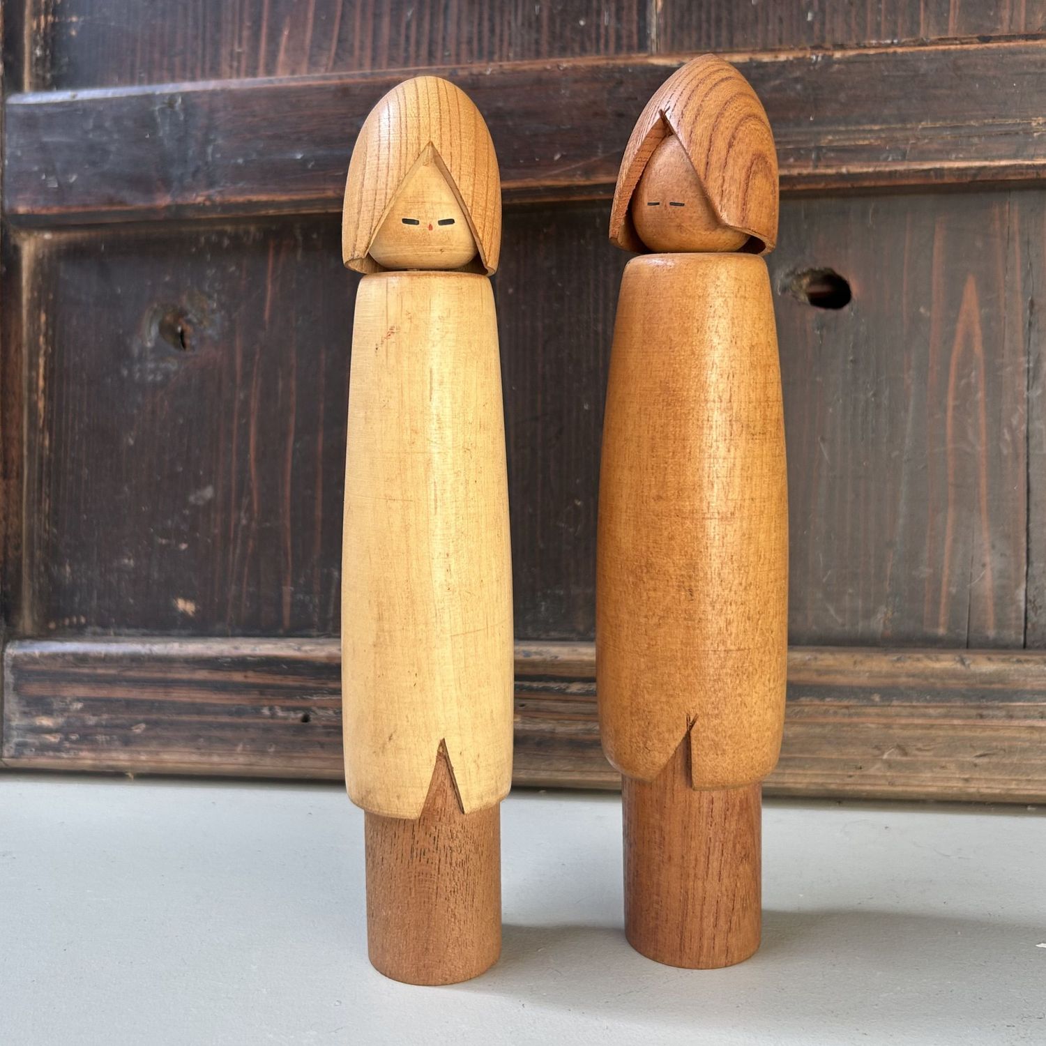 Vintage Minimalistische Kokeshi Set, Shido Shozan, Japan jaren ‘70