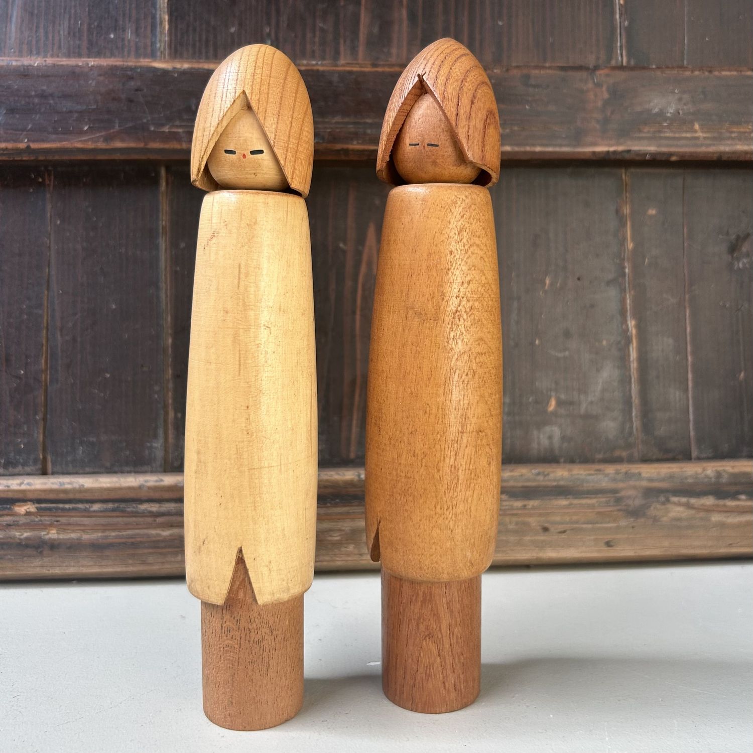 Vintage Minimalistische Kokeshi Set, Shido Shozan, Japan jaren ‘70