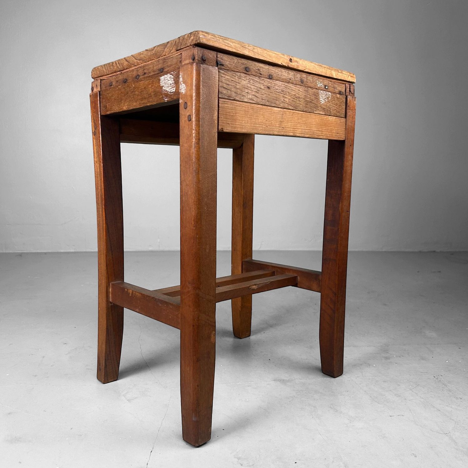 Minimalist Japanese Wooden Stool, Mingei, 1930s