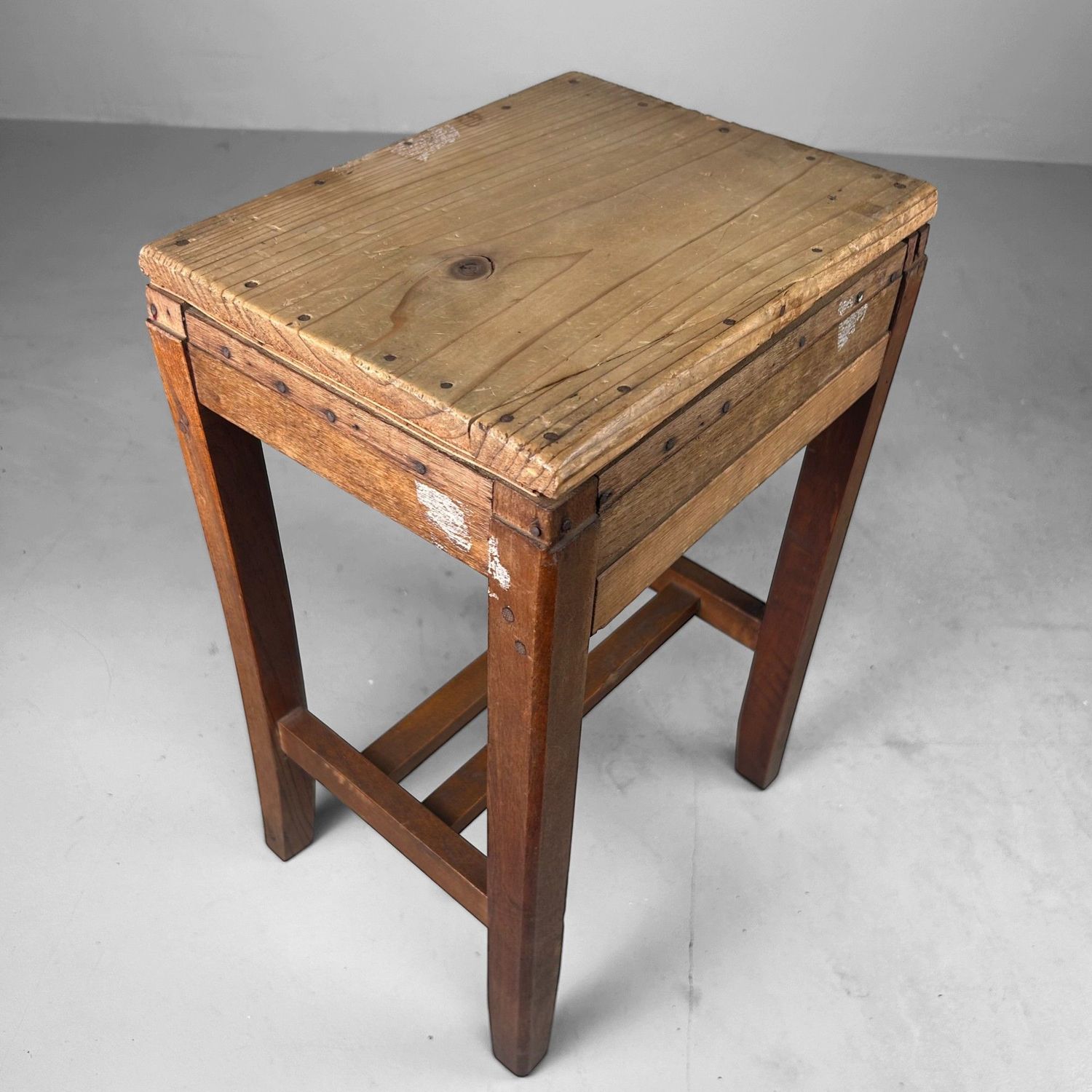 Minimalist Japanese Wooden Stool, Mingei, 1930s