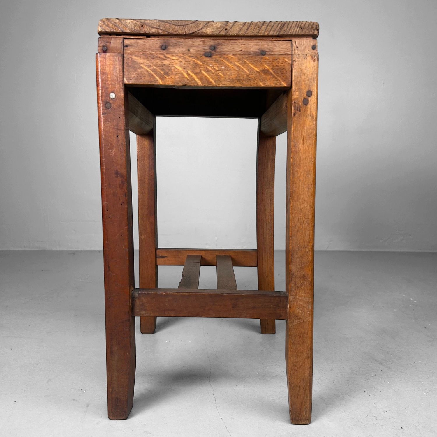 Minimalist Japanese Wooden Stool, Mingei, 1930s
