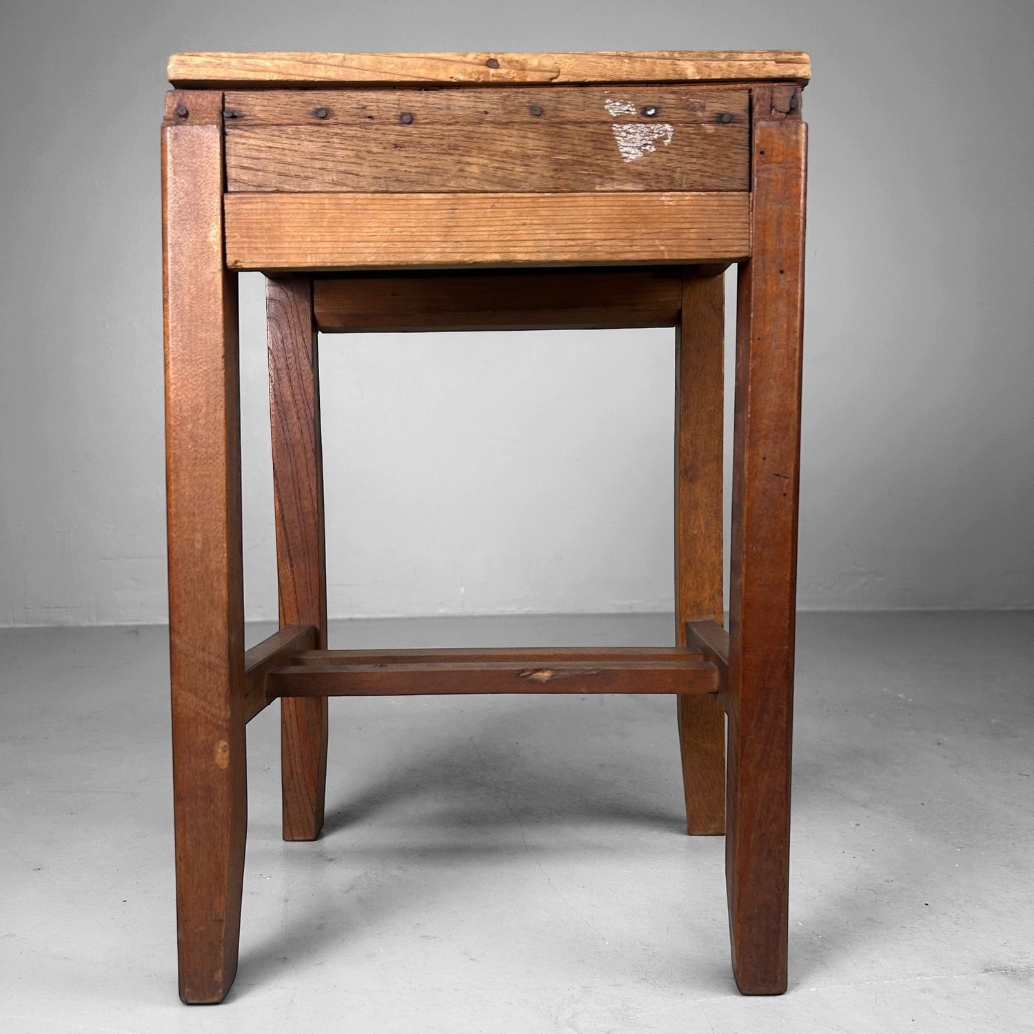 Minimalist Japanese Wooden Stool, Mingei, 1930s