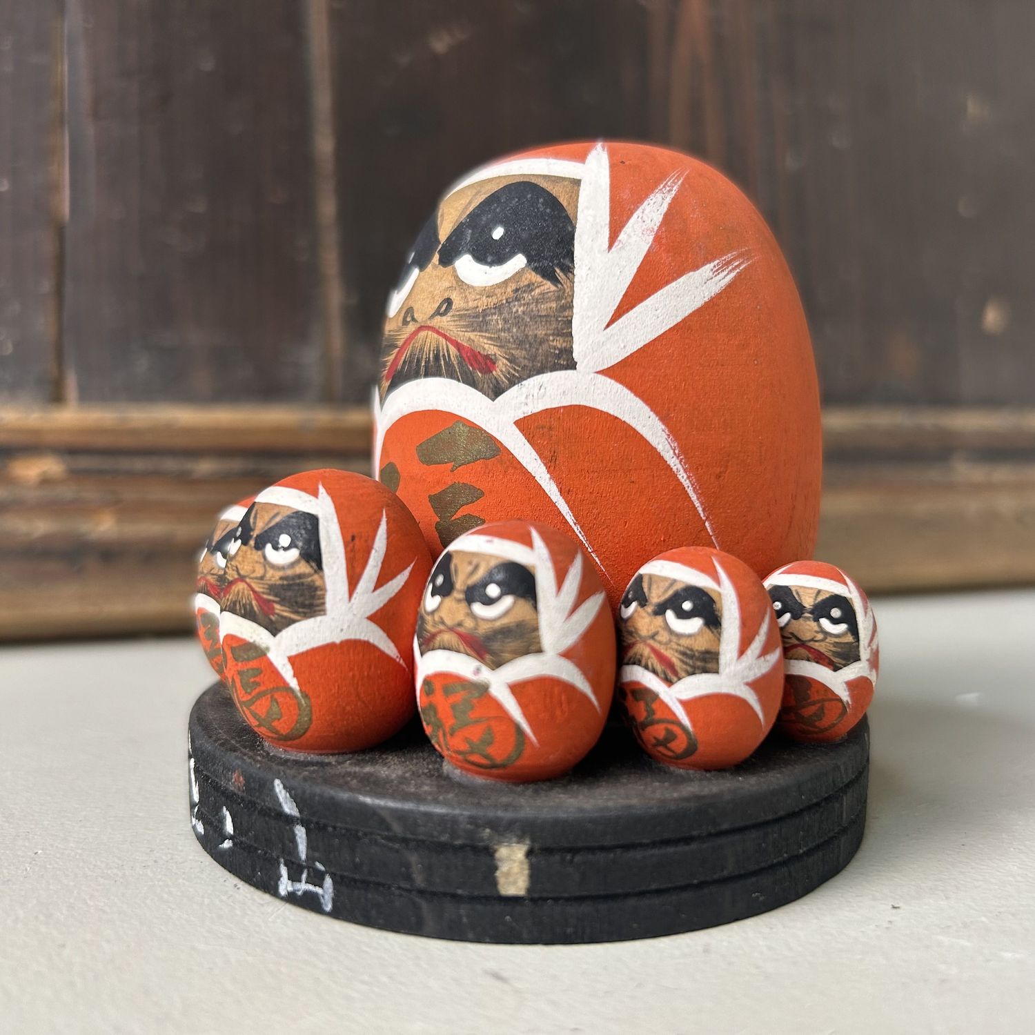 Vintage Houten Daruma Set – Japan, 1970s