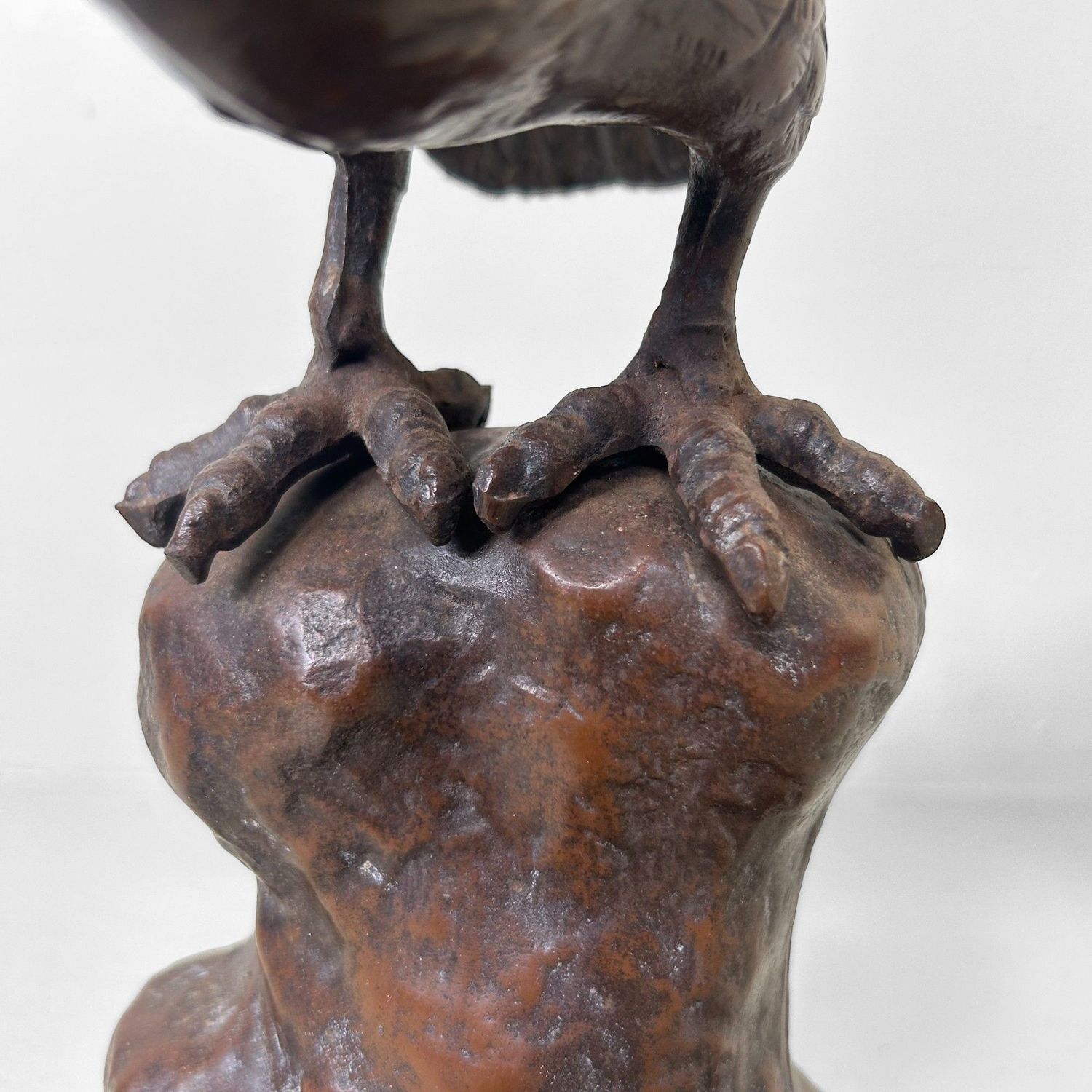Vintage Japanese Sculpture – Eagle on Rock, 1968