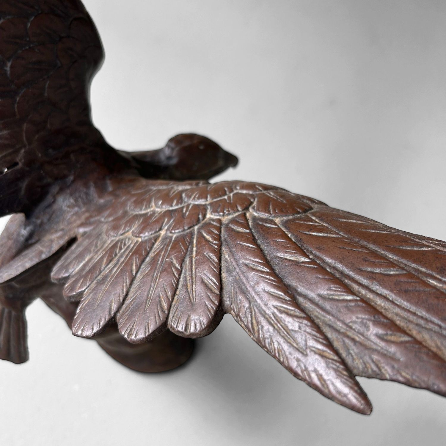 Vintage Japanese Sculpture – Eagle on Rock, 1968