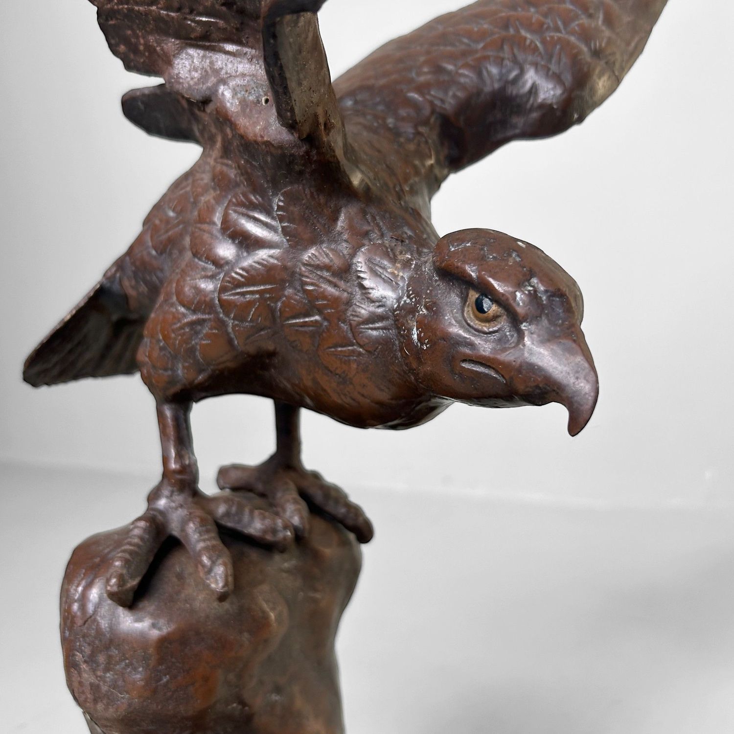 Vintage Japanese Sculpture – Eagle on Rock, 1968