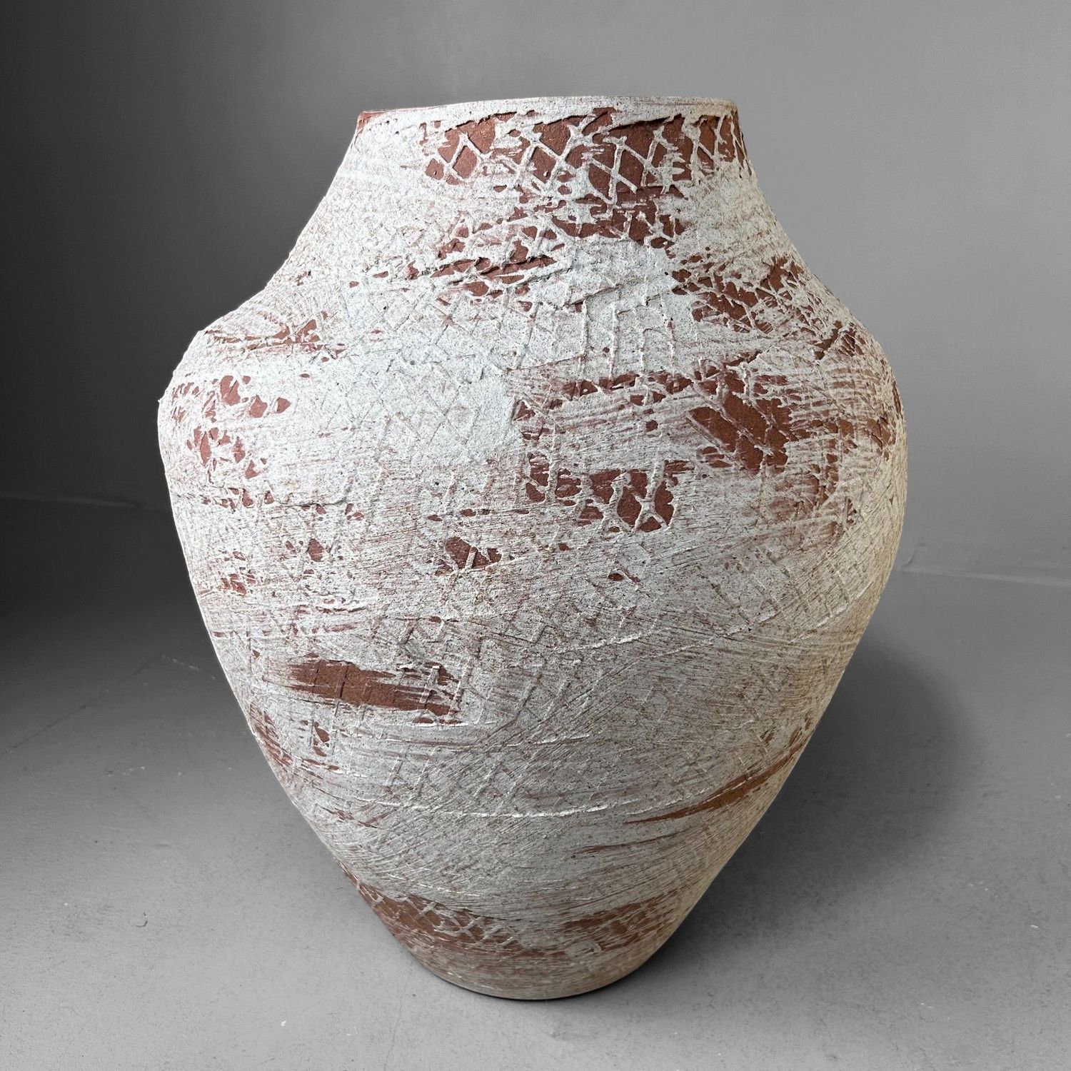 Organic ​Japanese Terracotta Jar Vase, 1940s