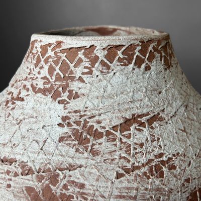 Organic Japanese Terracotta Jar Vase, 1940s