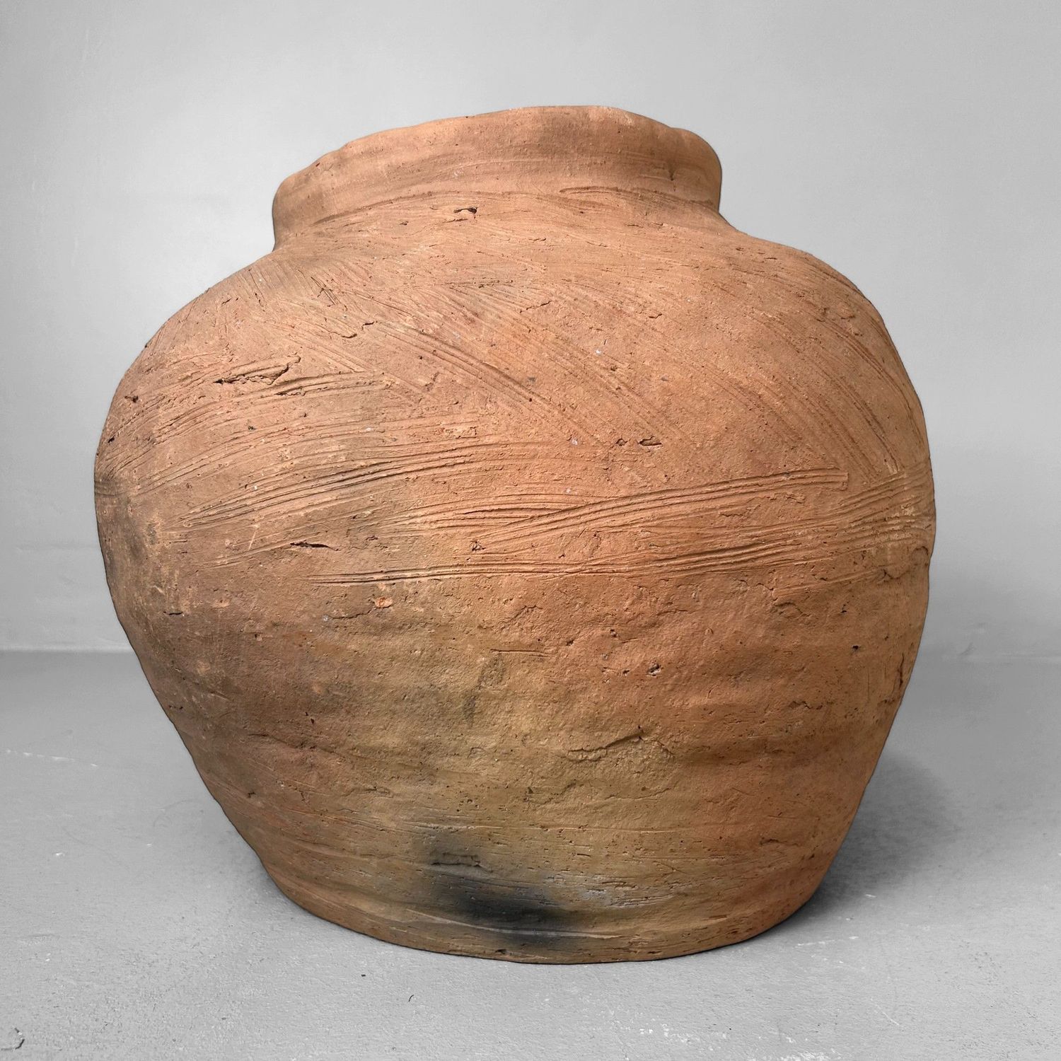 Organic Japanese Terracotta Jar Vase, 1950s