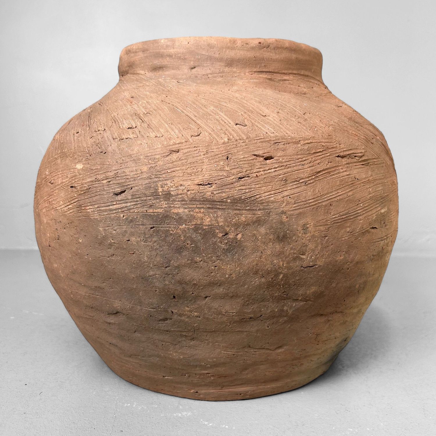 Organic Japanese Terracotta Jar Vase, 1950s