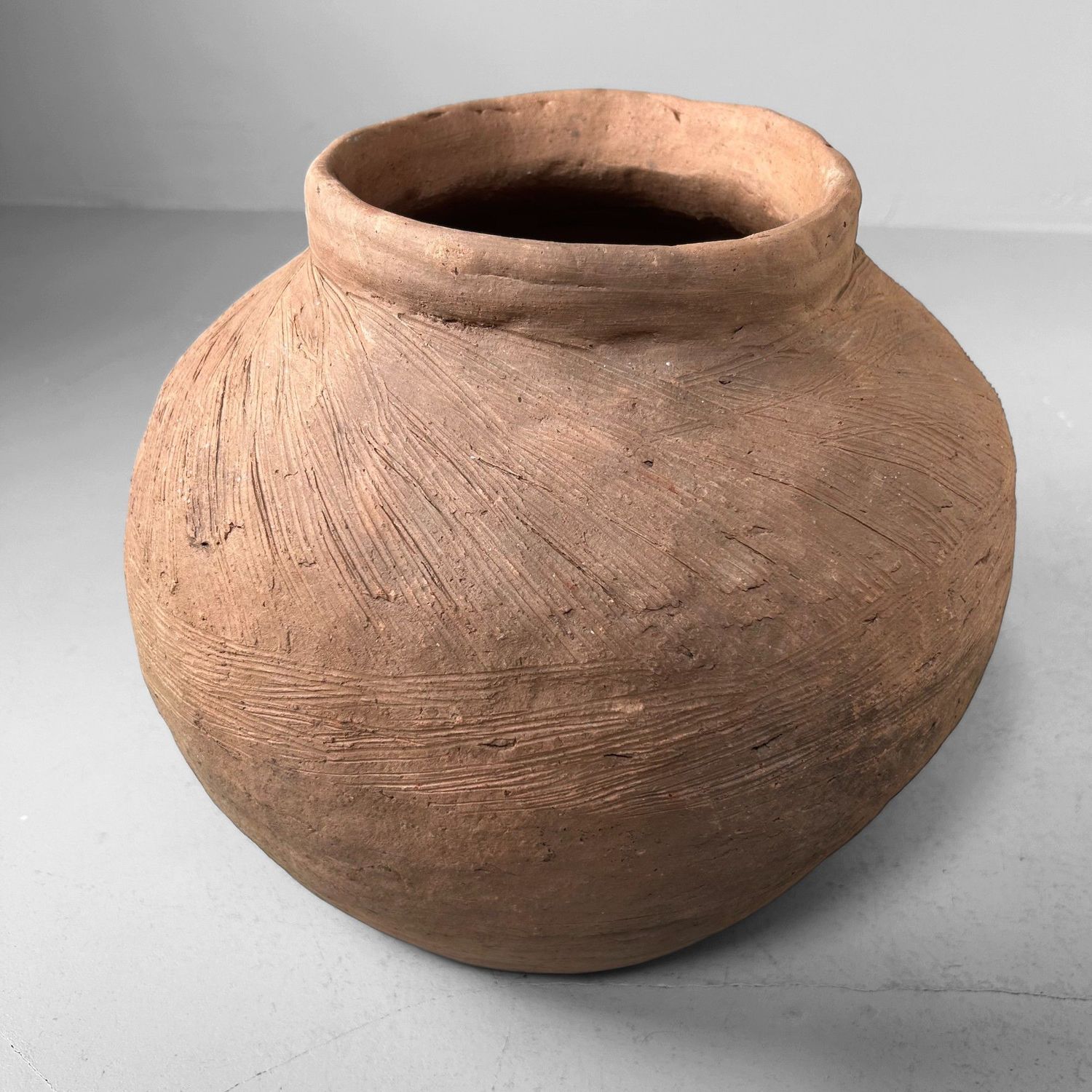 Organic Japanese Terracotta Jar Vase, 1950s