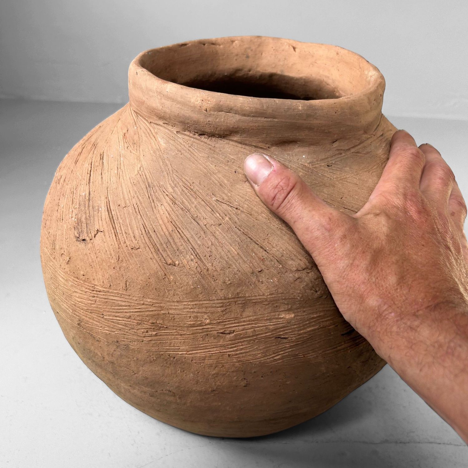 Organic Japanese Terracotta Jar Vase, 1950s