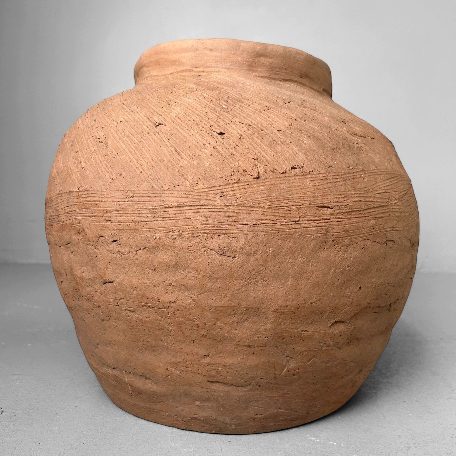 Organic Japanese Terracotta Jar Vase, 1950s
