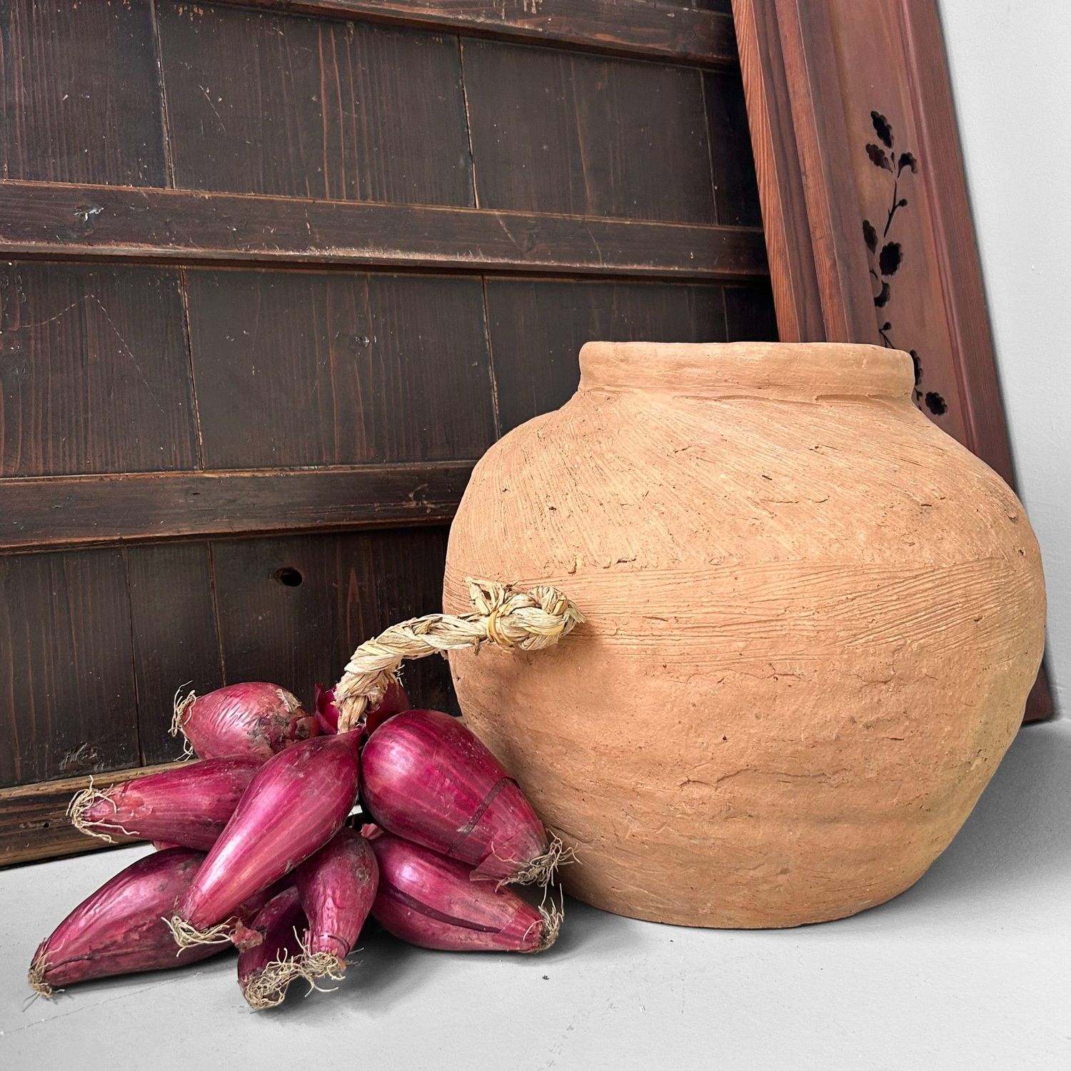 Organic Japanese Terracotta Jar Vase, 1950s