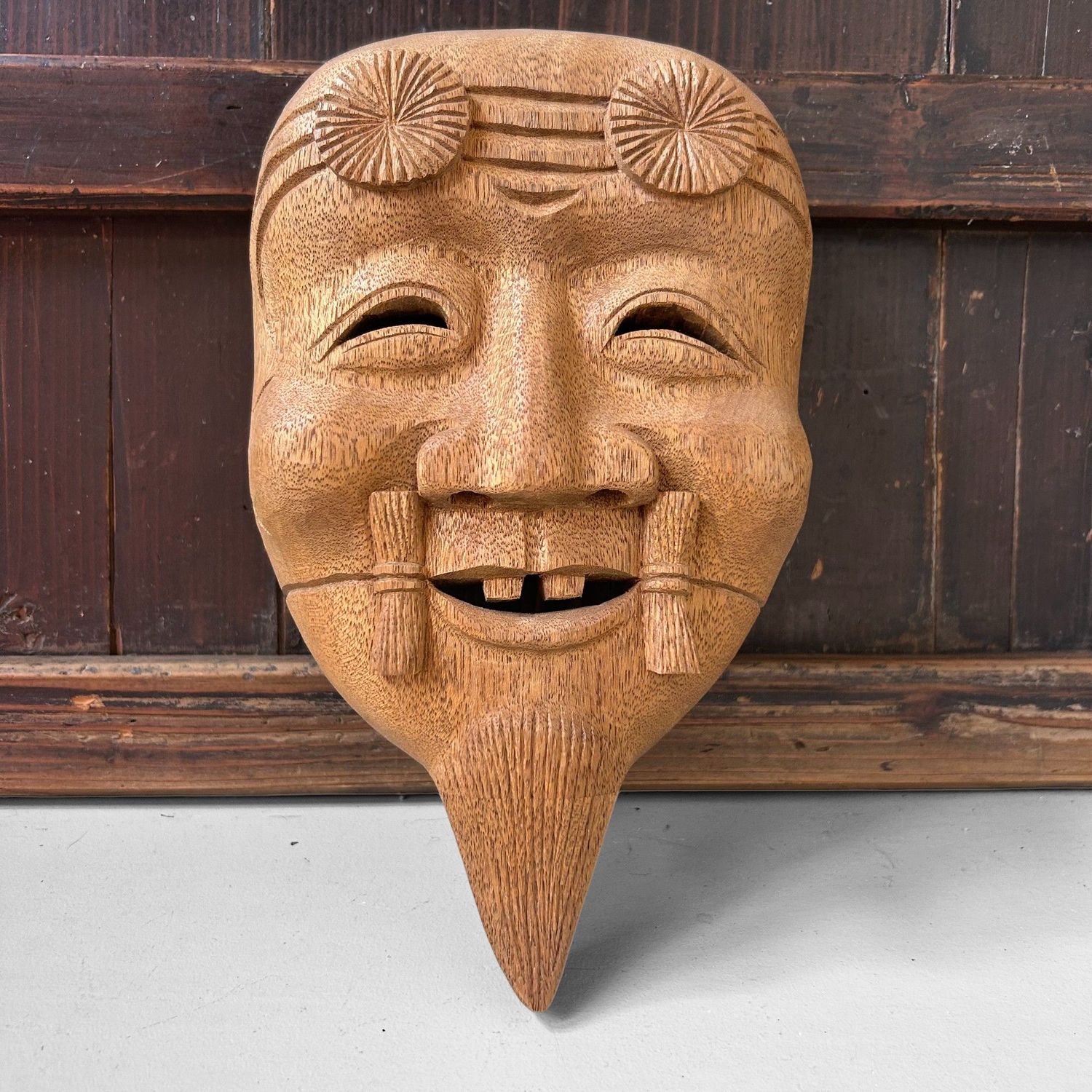 Japanese Wooden Okina Mask, 1980s