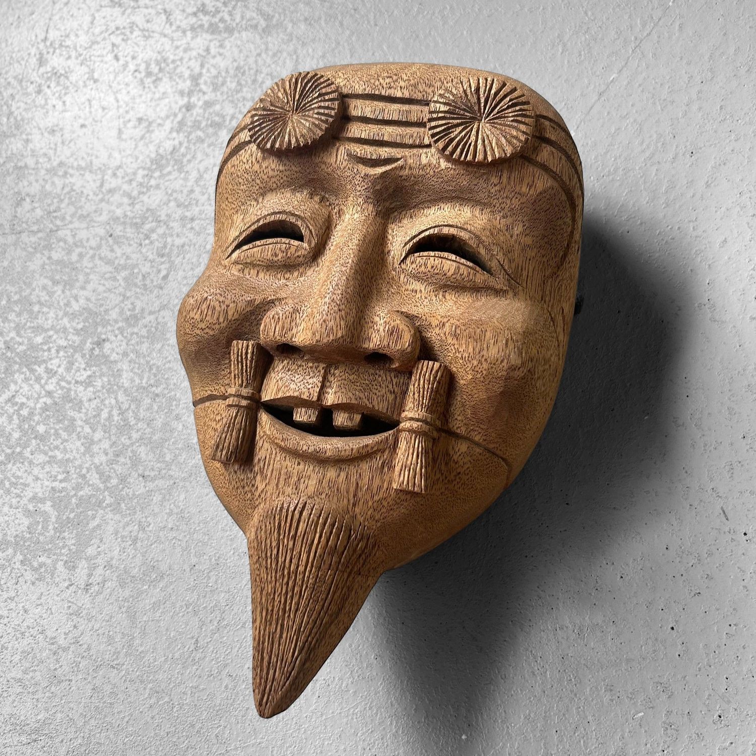 Japans Houten Okina-masker, jaren 80 Japans Houten Okina-masker, jaren 80