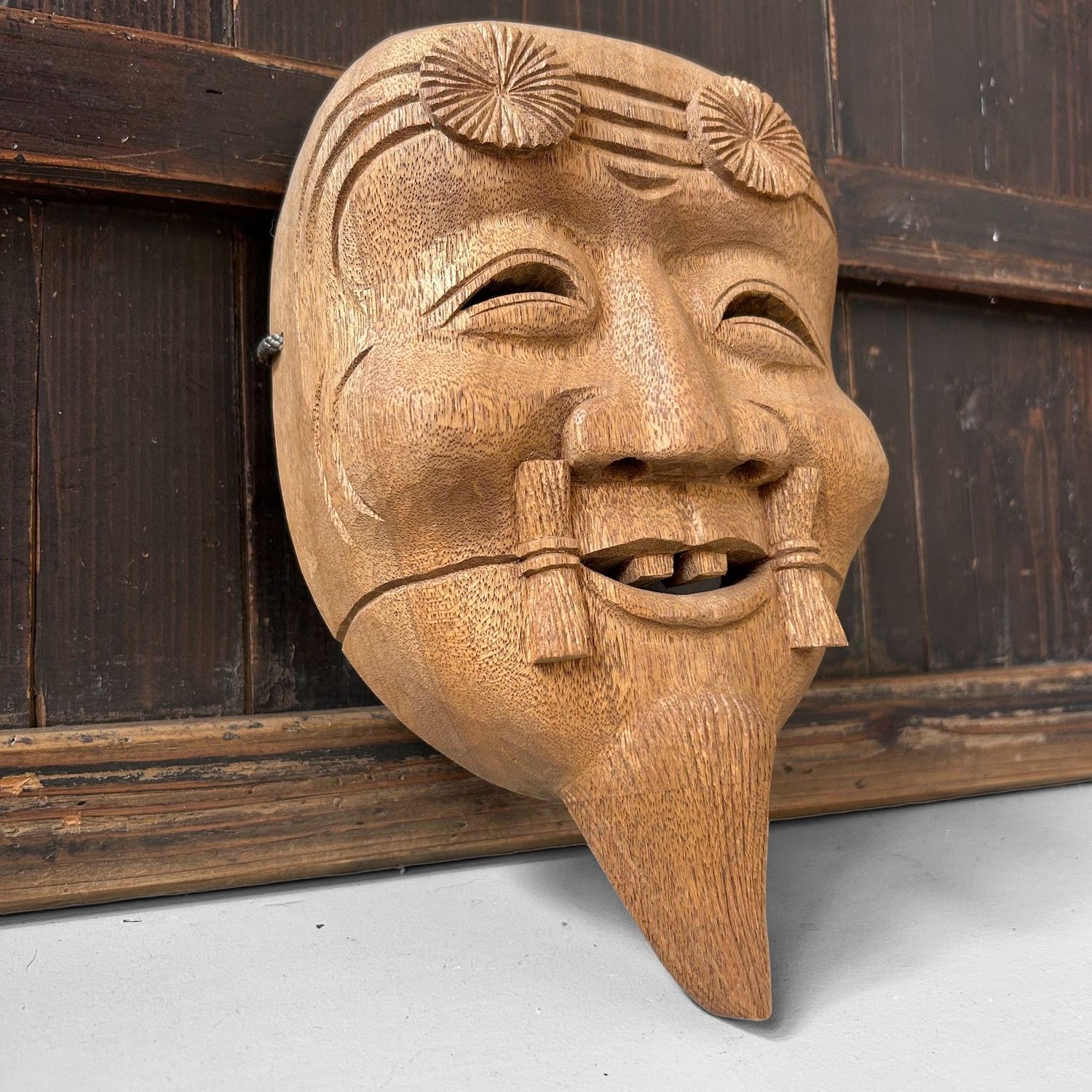 Japans Houten Okina-masker, jaren 80 Japans Houten Okina-masker, jaren 80