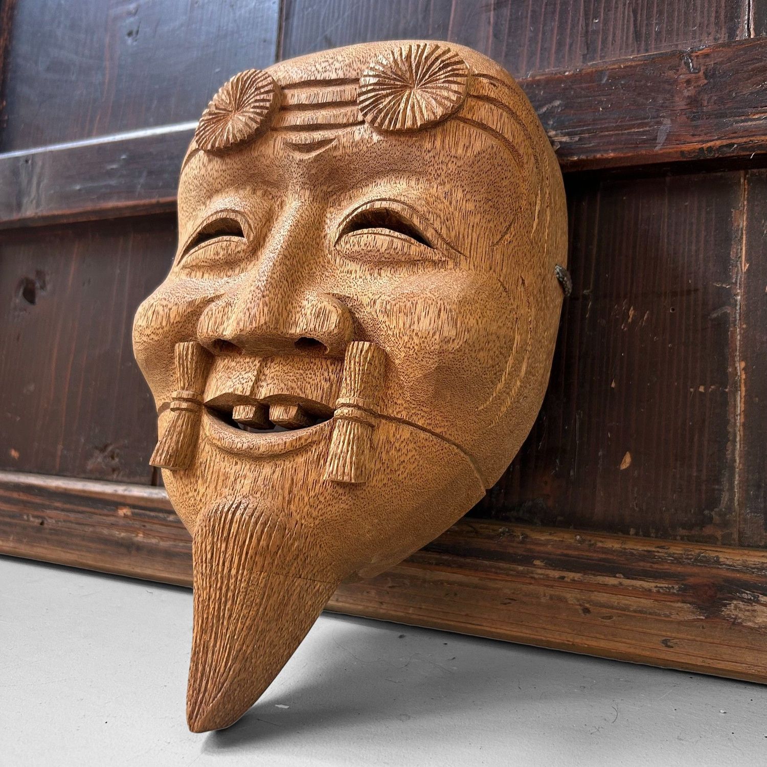 Japans Houten Okina-masker, jaren 80 Japans Houten Okina-masker, jaren 80