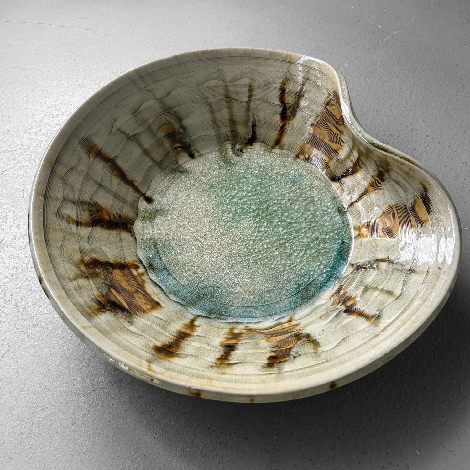 Japanese Mid-Century Organic Ceramic Art Bowl, 1960s