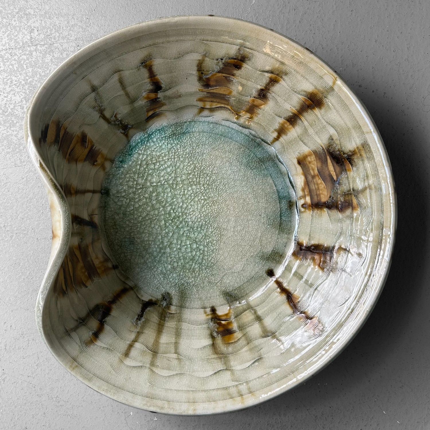 Japanese Mid-Century Organic Ceramic Art Bowl, 1960s